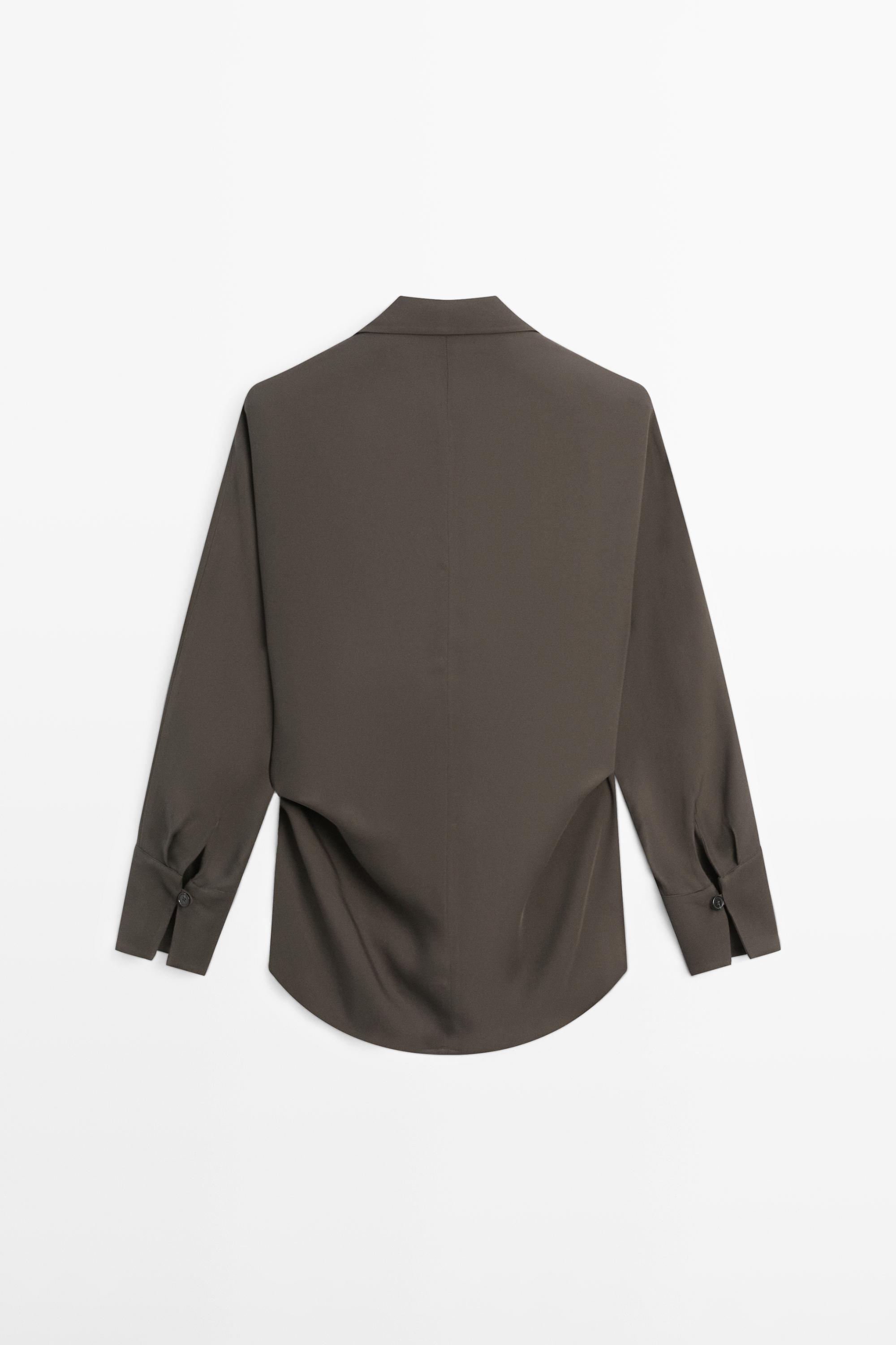 Flowing double-breasted overshirt — Greyish green