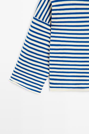 100% cotton striped knit sweater — DEEP BLUE 7