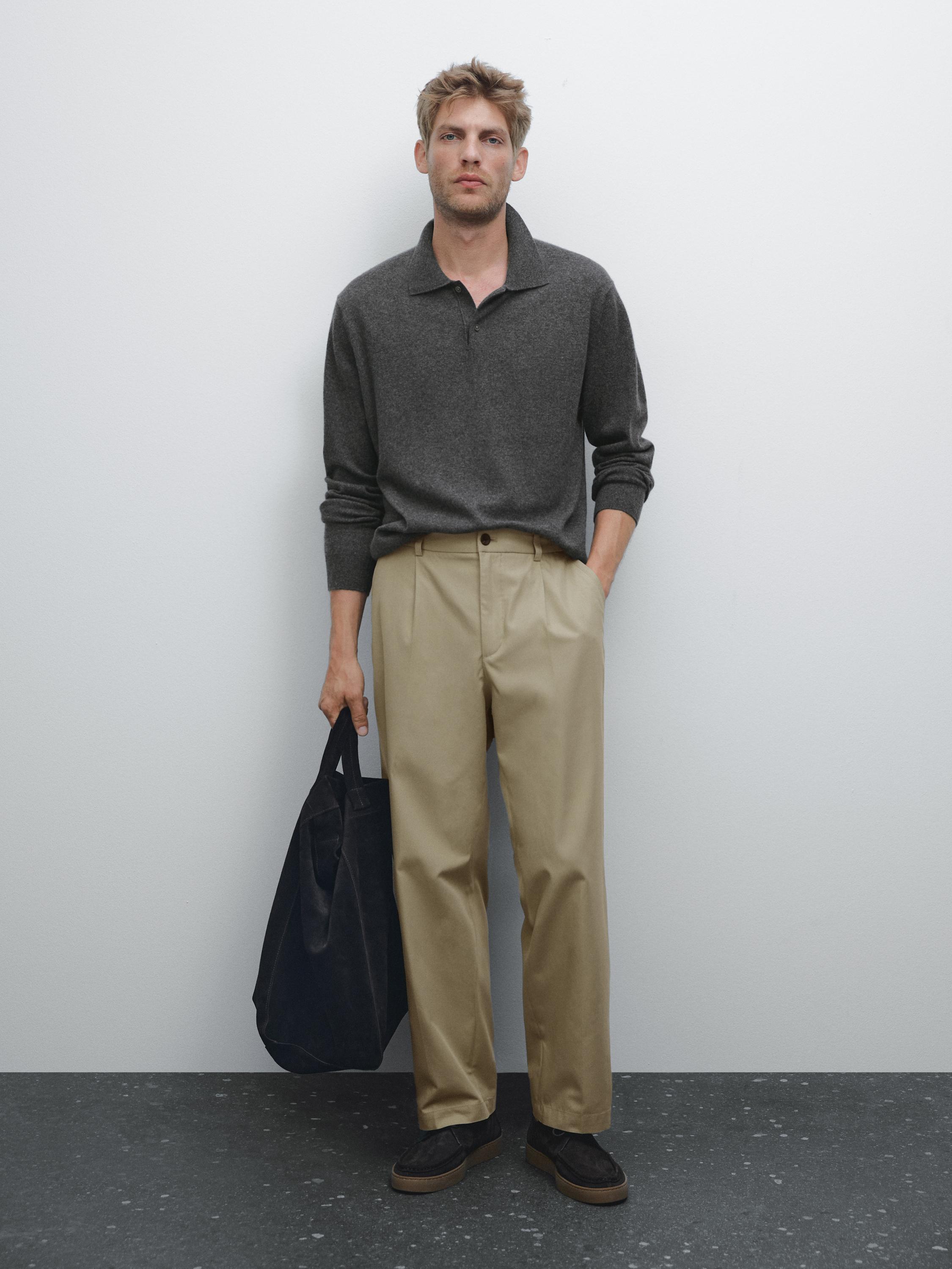Rib knit polo 100% cashmere