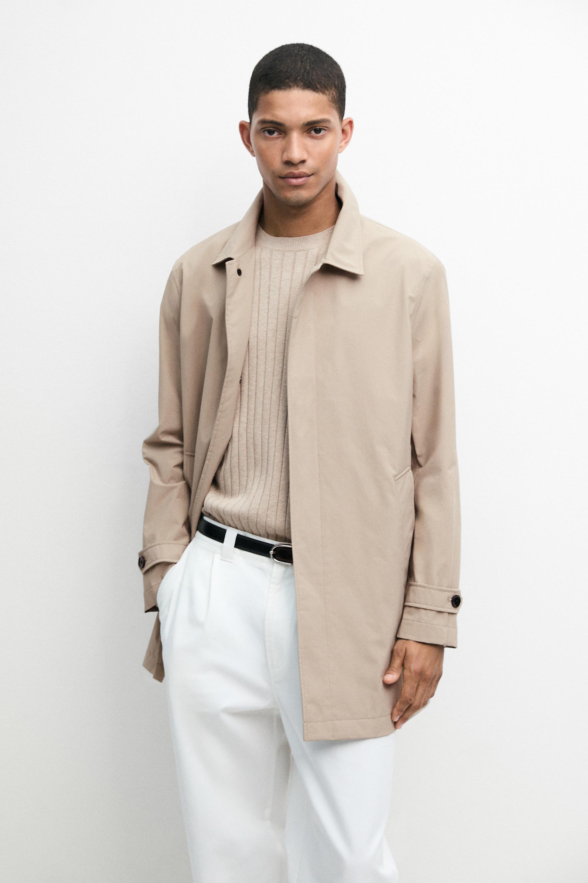 Lightweight long trench coat — PALE SAND