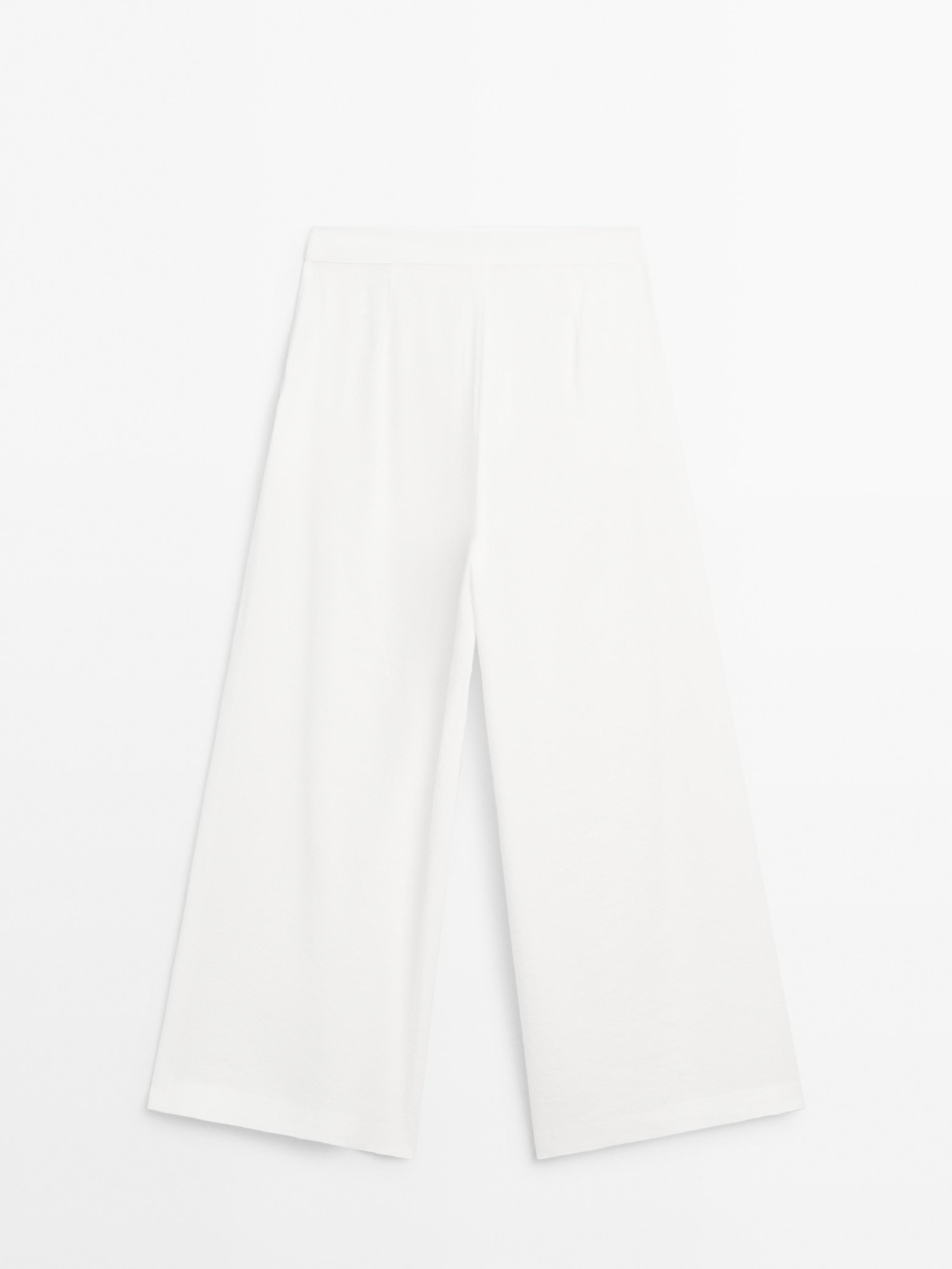 Bandplooibroek van linnenmix