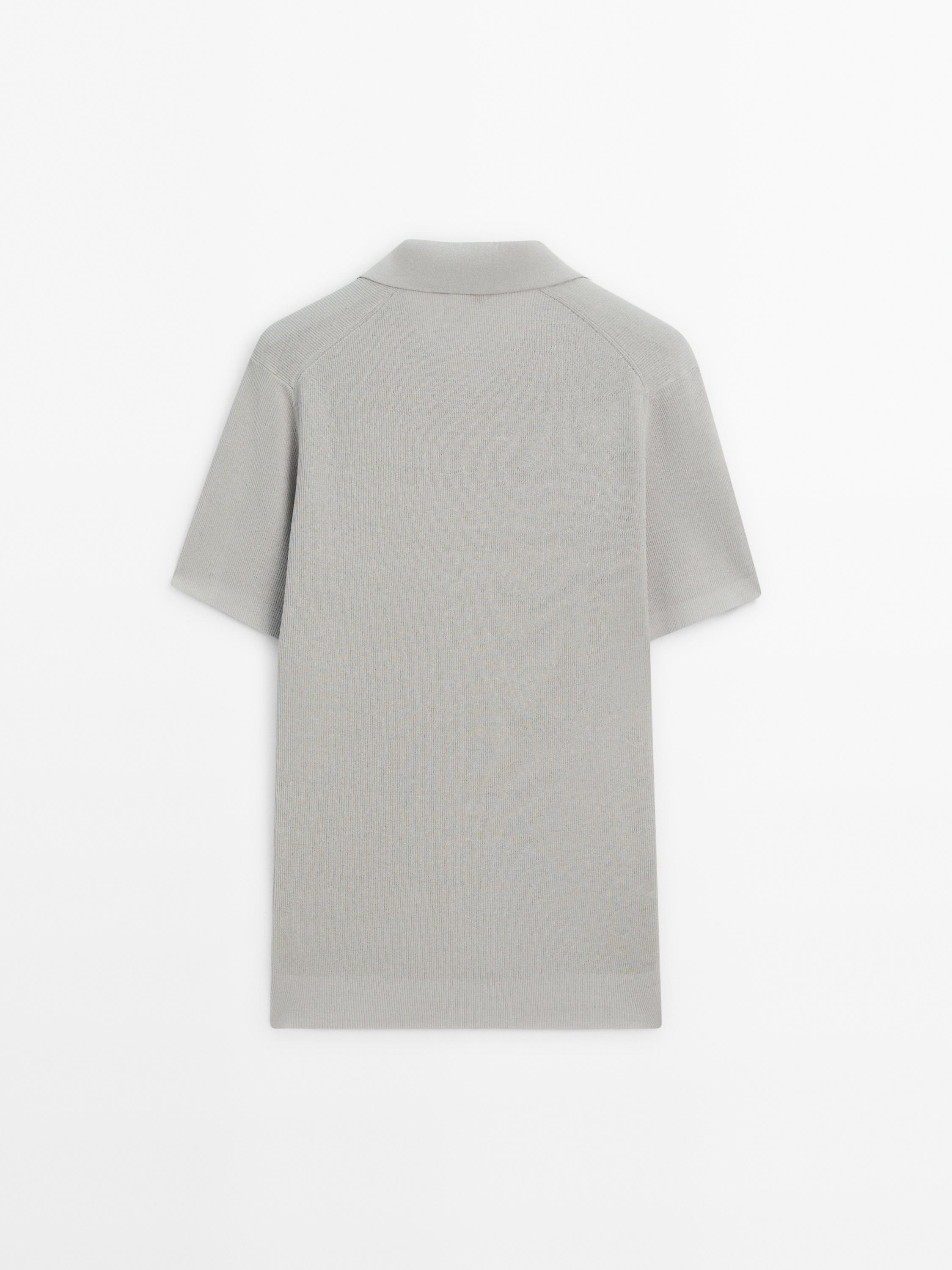 Cotton blend knit polo shirt
