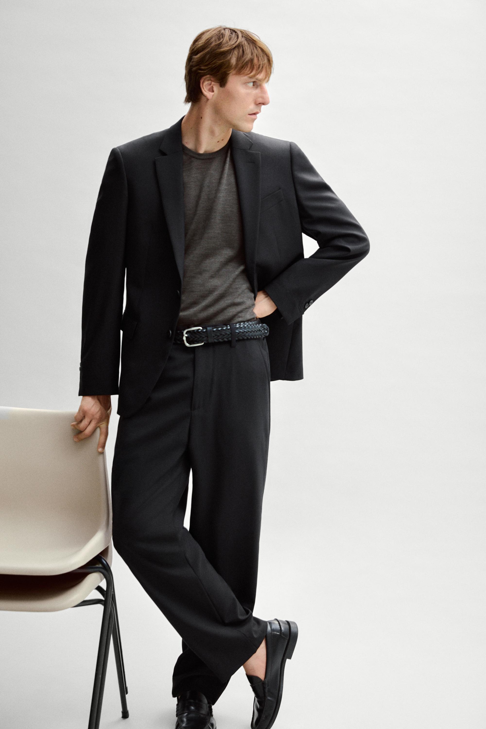 100% cool wool suit blazer — BLACK