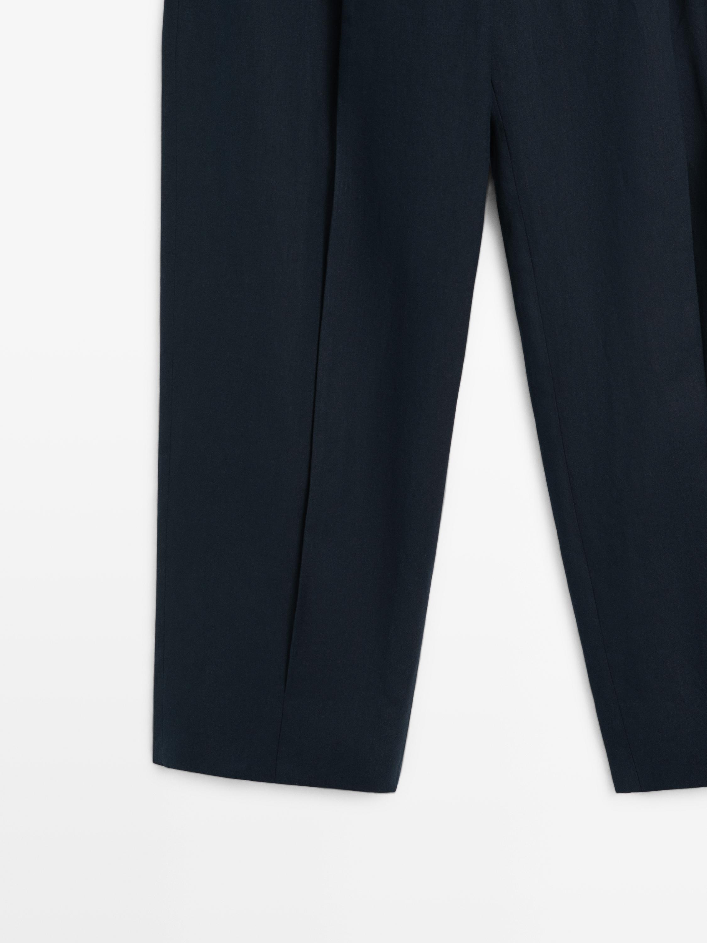 Linen suit trousers — NAVY BLUE