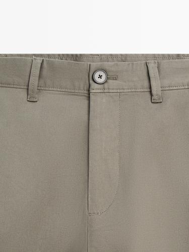 Cotton blend slim fit pants — GREEN 4