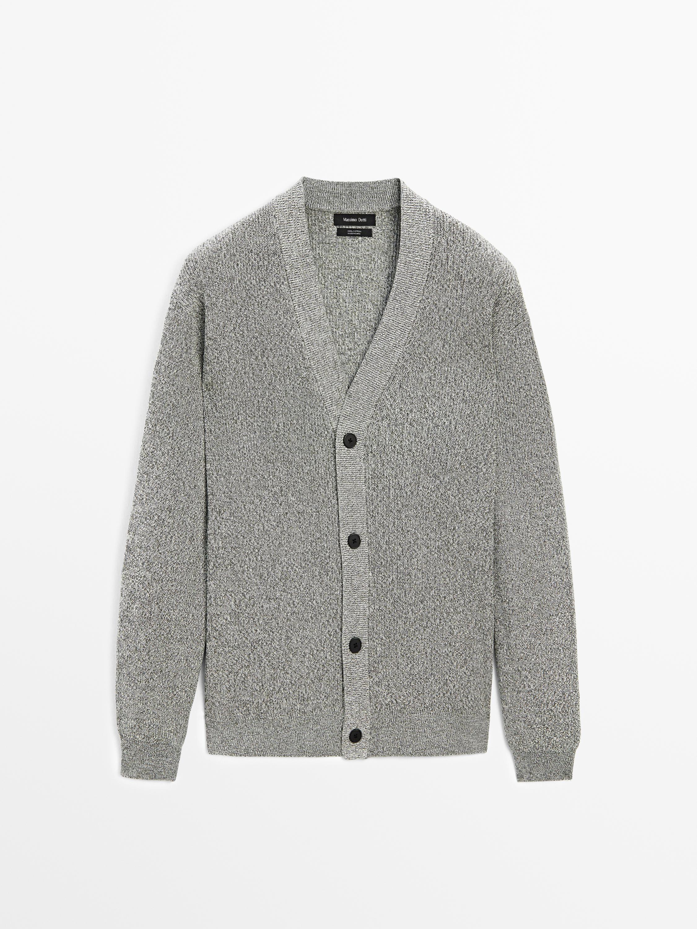 Mouliné cotton knit cardigan
