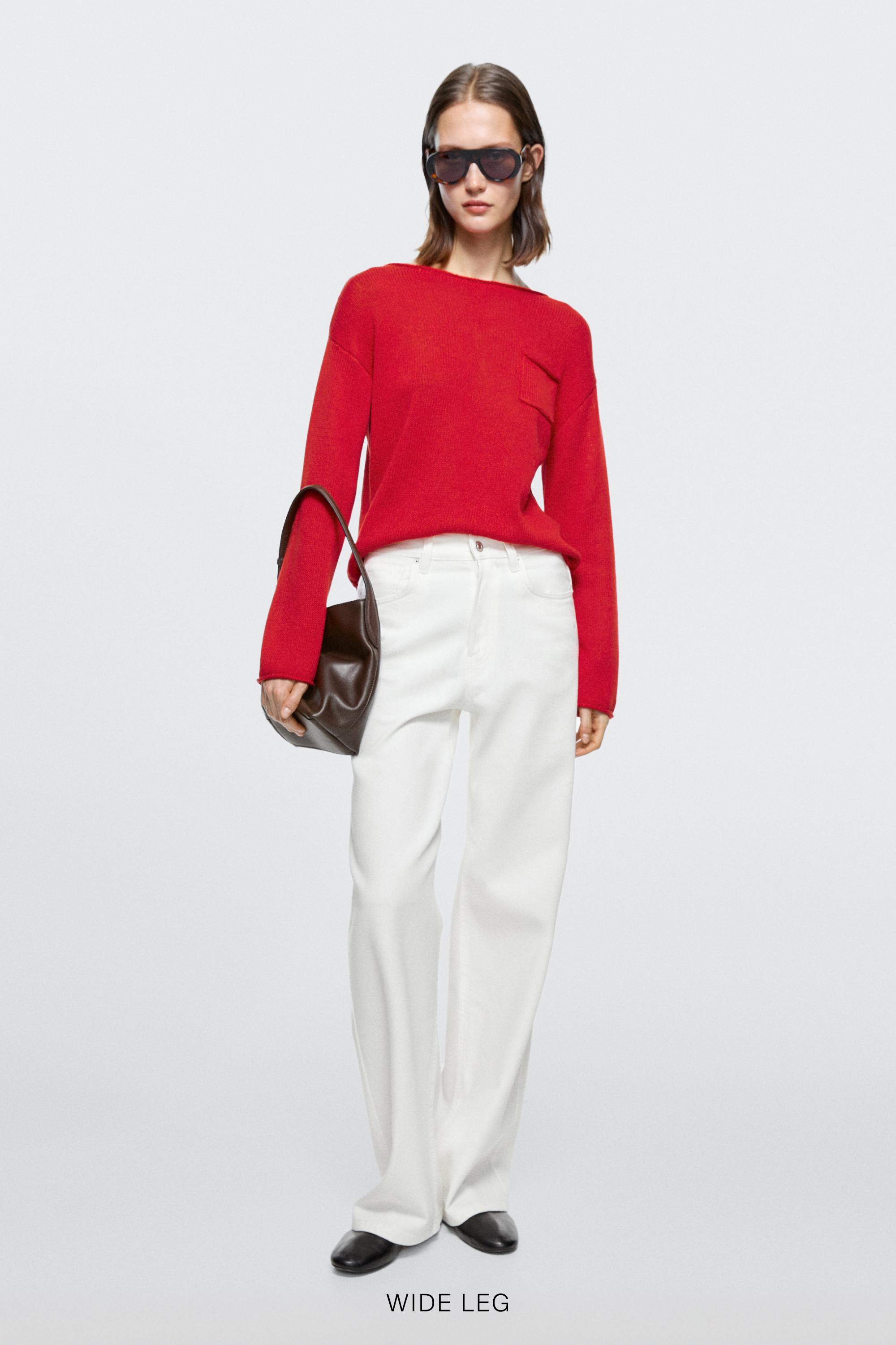 High-waist wide-leg jeans — Off white