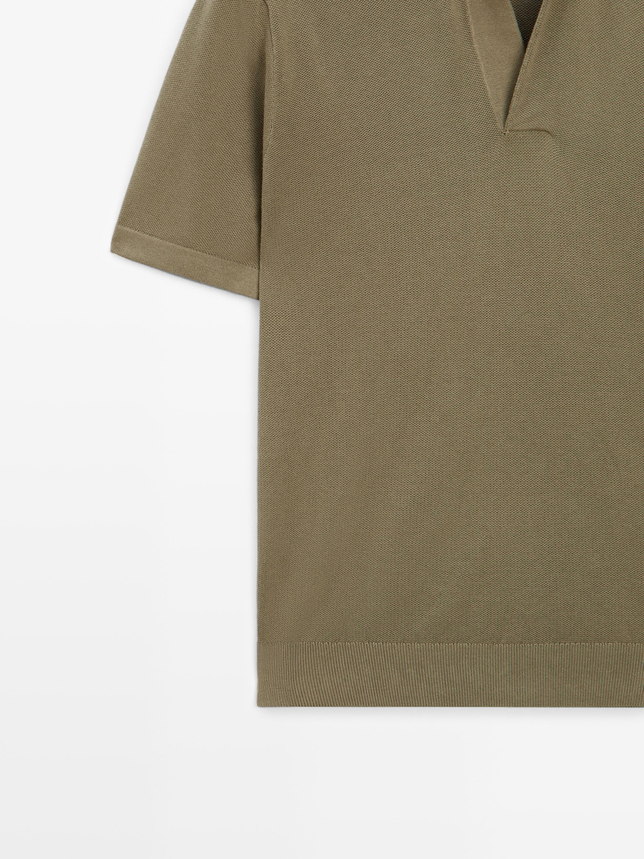 Knit V-neck polo shirt