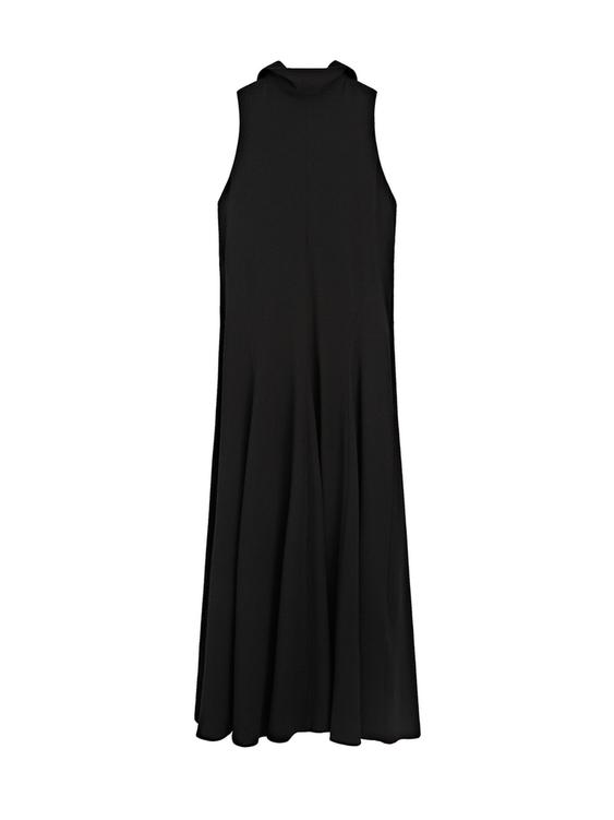 Halter yaka detaylı midi elbise