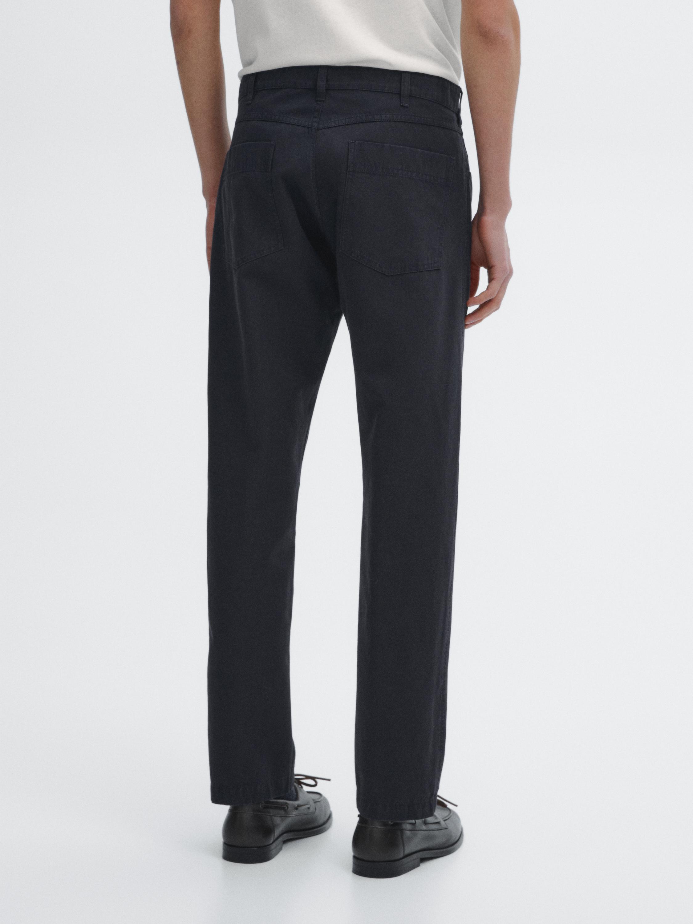Relaxed fit cotton blend denim trousers