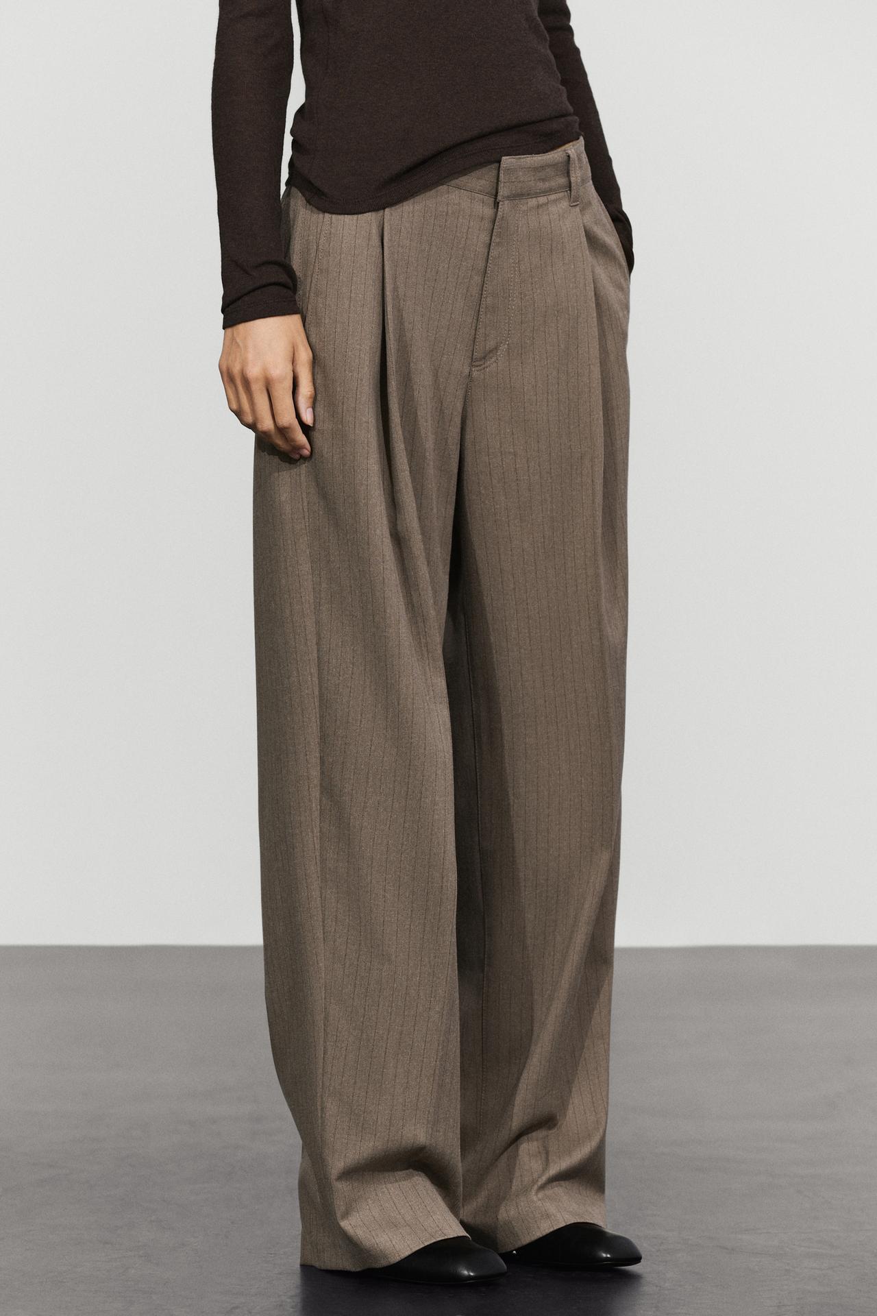 Pinstripe wide-leg pants — MOLE BROWN