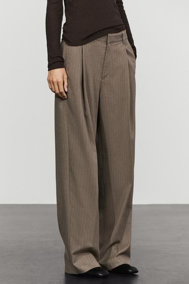 Pinstripe wide-leg pants — MOLE BROWN 3