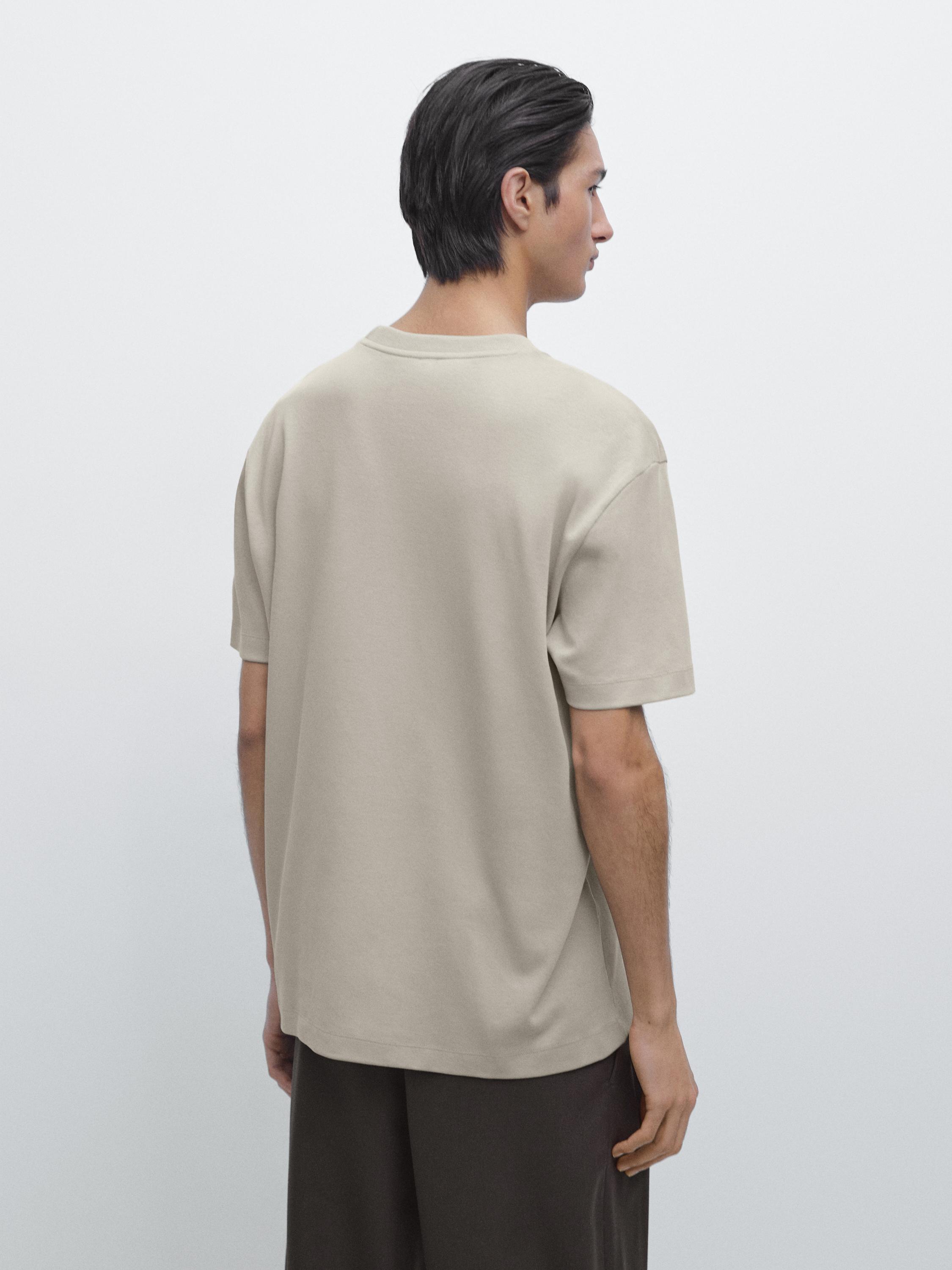 100% cotton short sleeve T-shirt — STONE