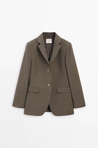 Tailored linen-blend blazer - STUDIO — BROWN 2