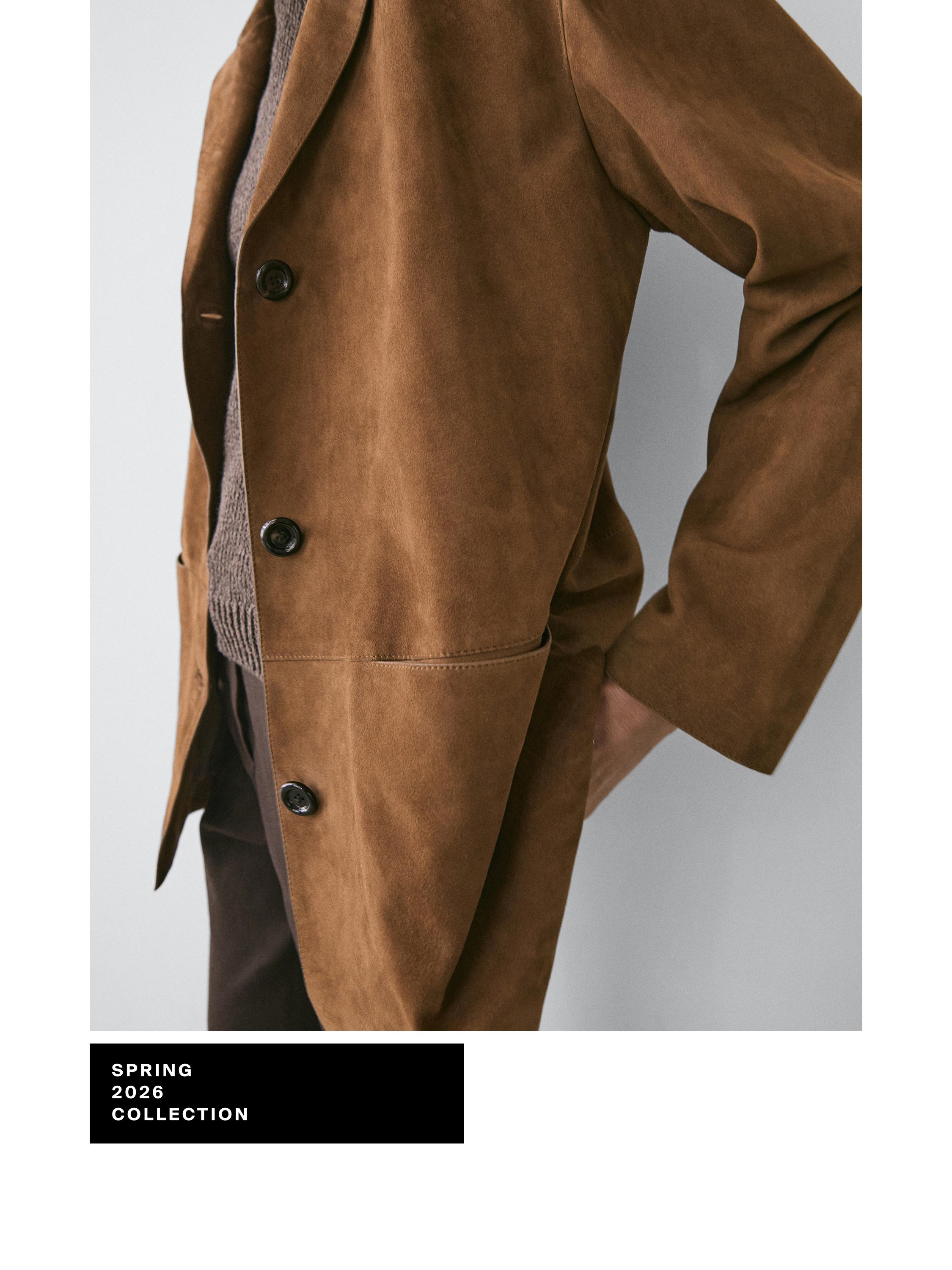 Suede leather jacket — CAMEL