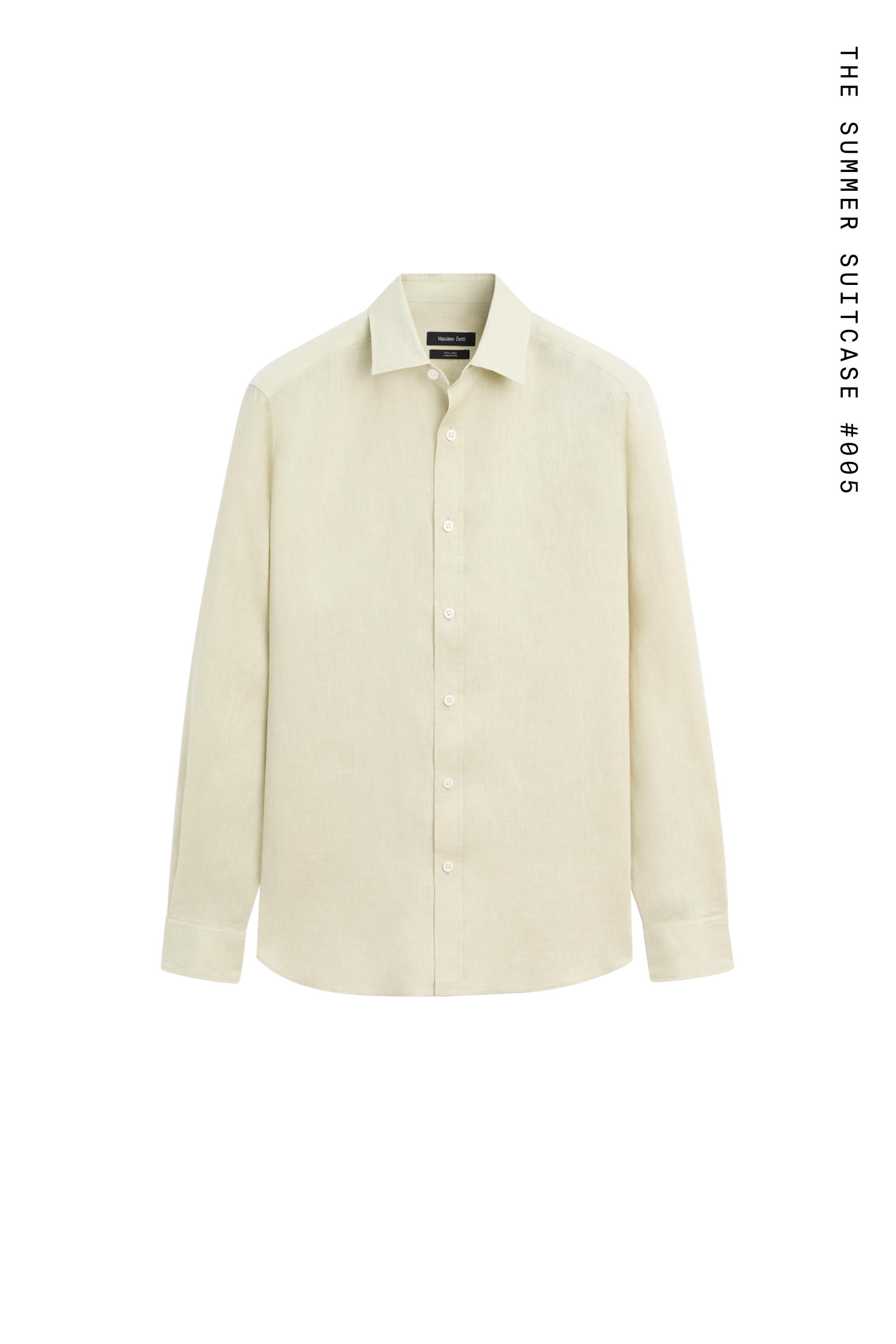 Slim fit 100% linen shirt — PALE GREEN