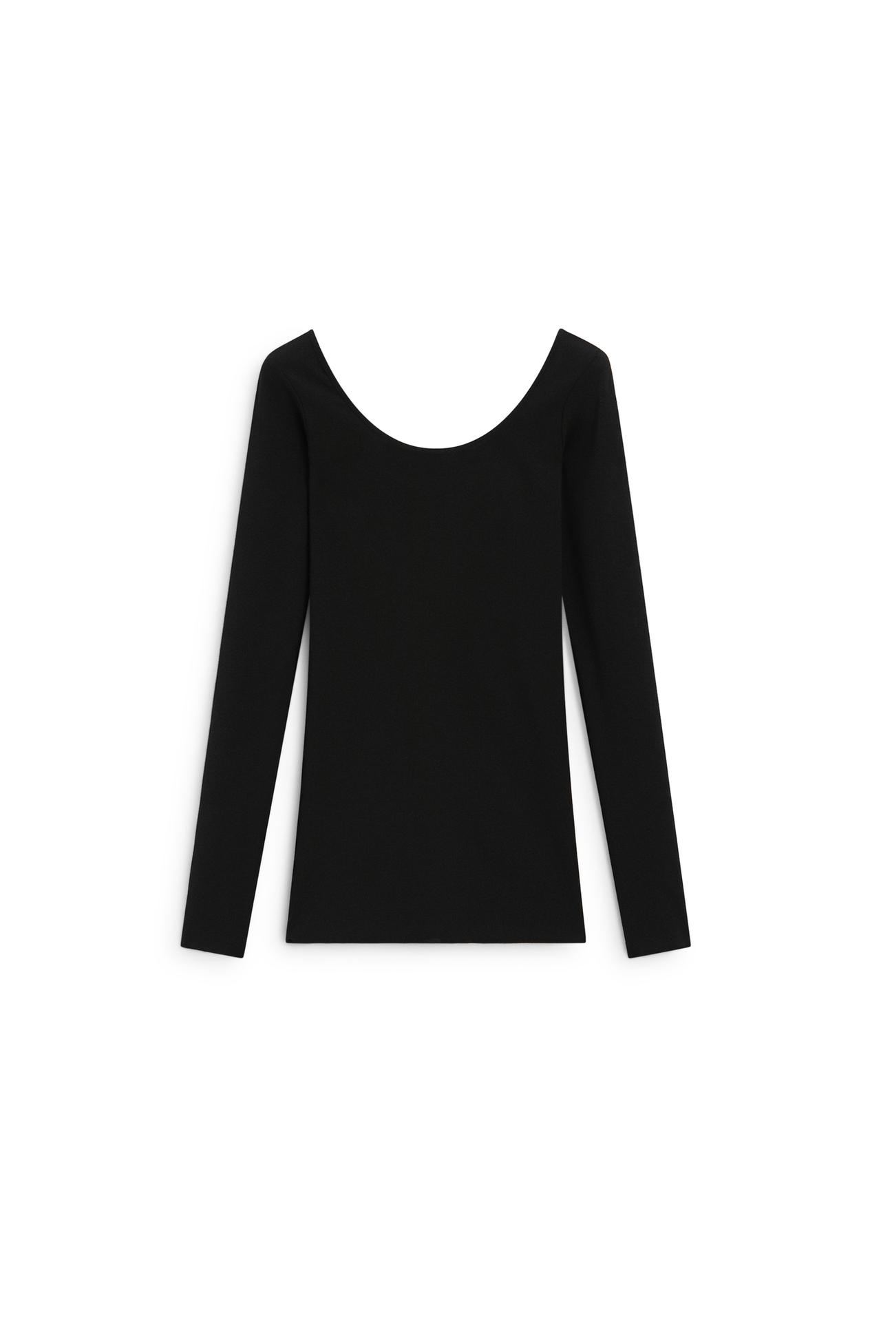 Long fitted wool blend top - LIMITED EDITION — BLACK