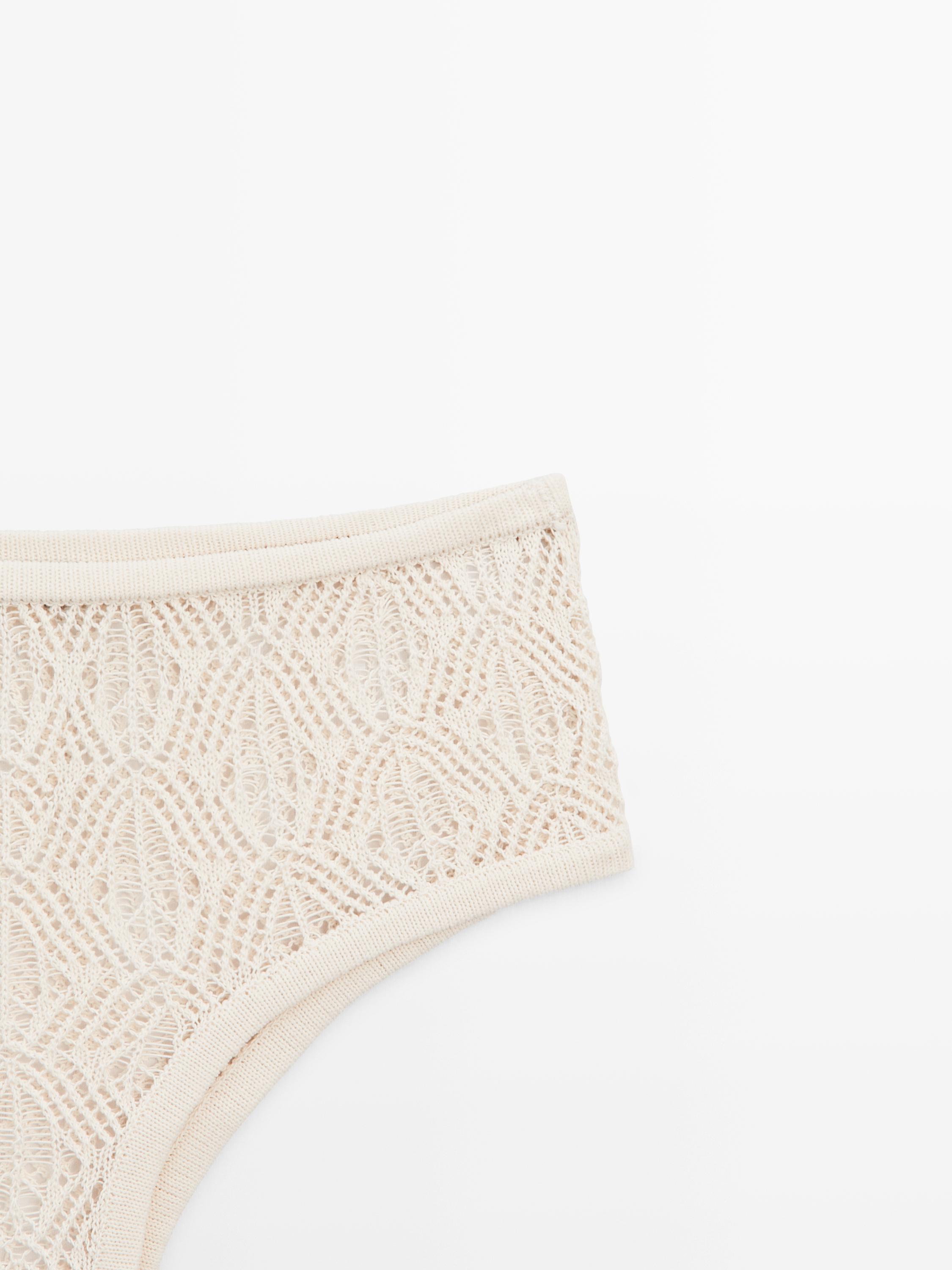 Cotton blend culottes with openwork detail — CREAM