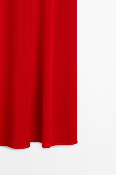 V-neck knit midi dress — RED 7