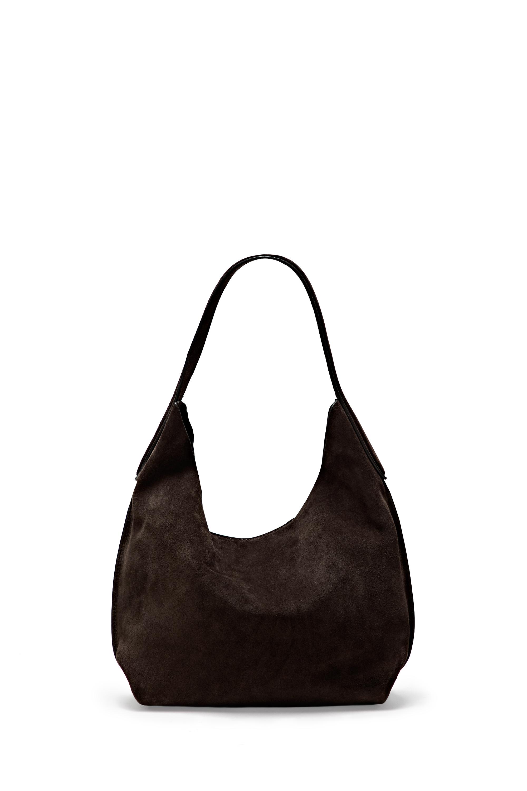 Split suede leather mini bag — Chocolate
