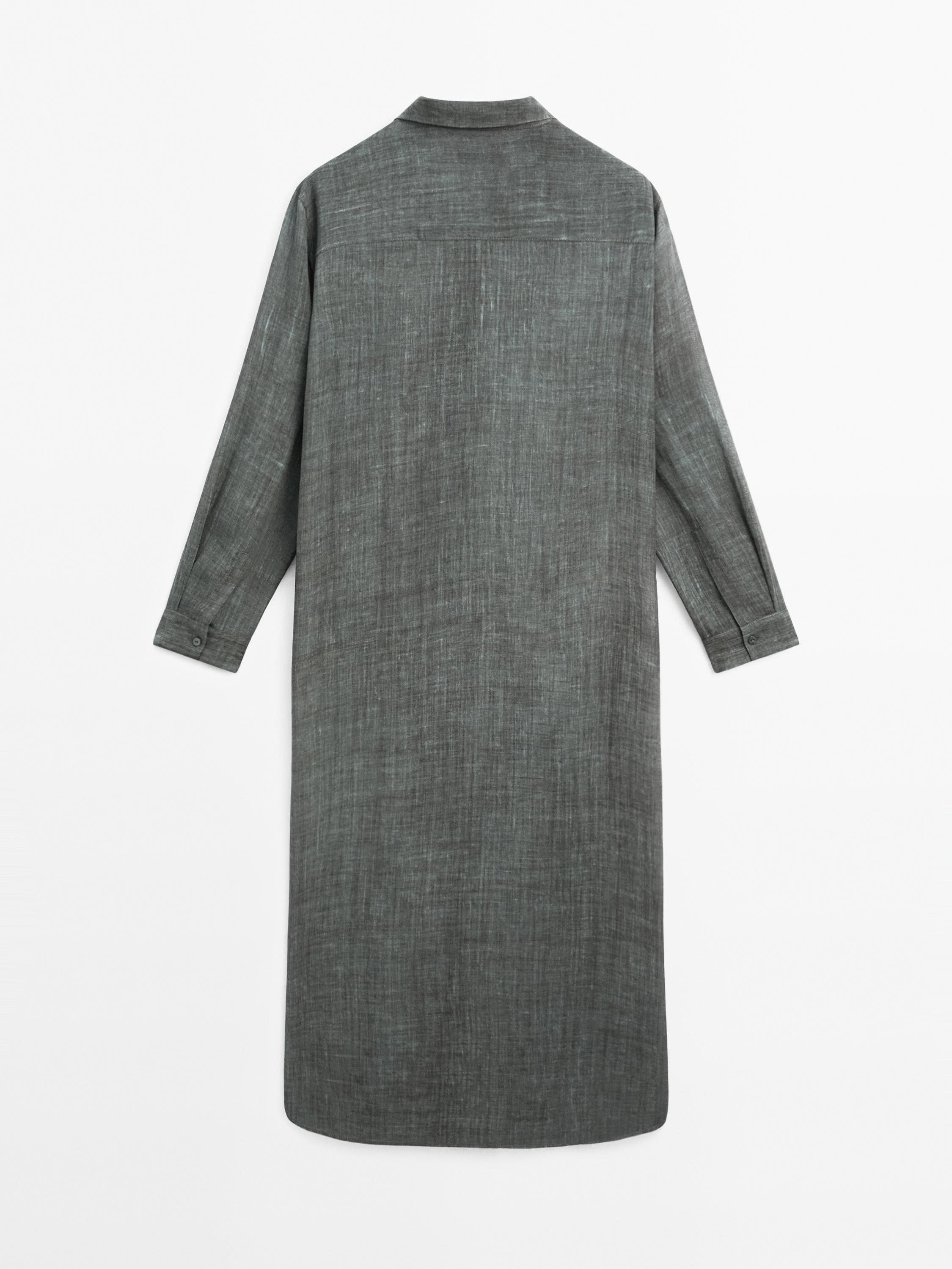 Semi-sheer ramie blend oversize blouse