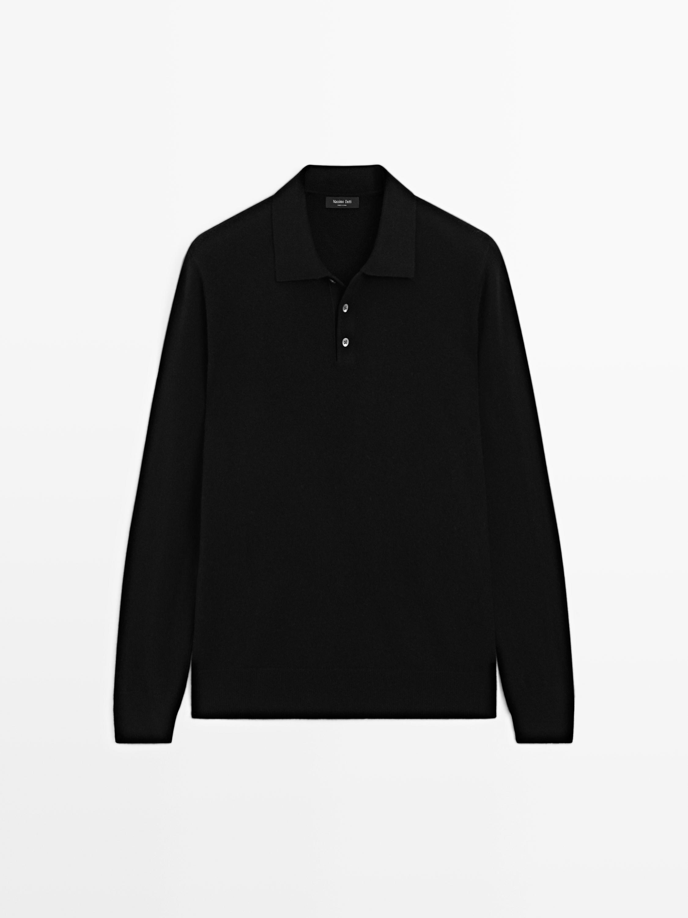 Wool blend knit polo jumper