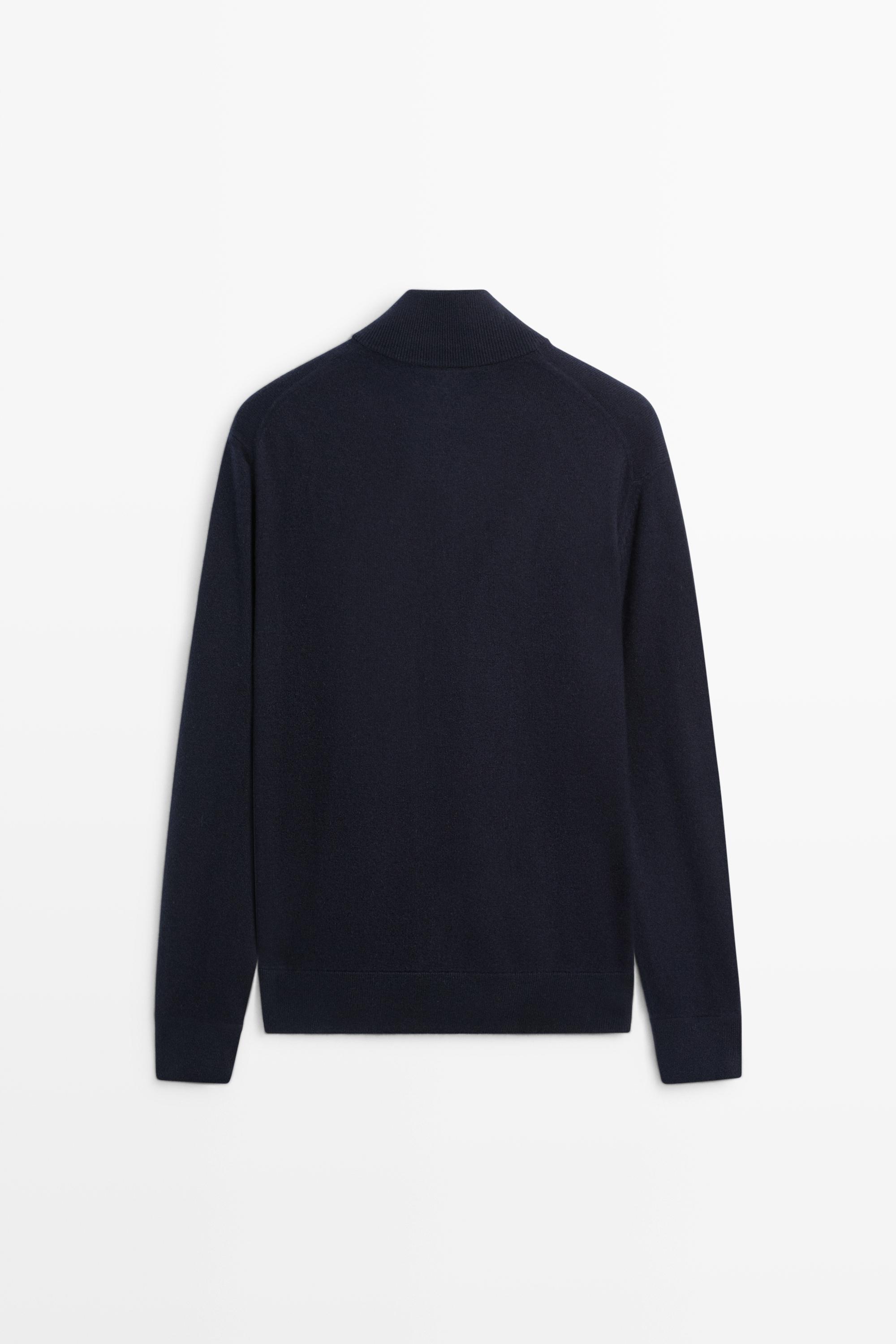 Wool blend cardigan with zip detail — NAVY BLUE