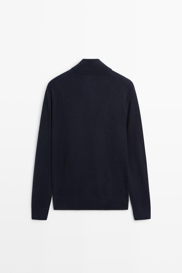Wool blend cardigan with zip detail — NAVY BLUE 6