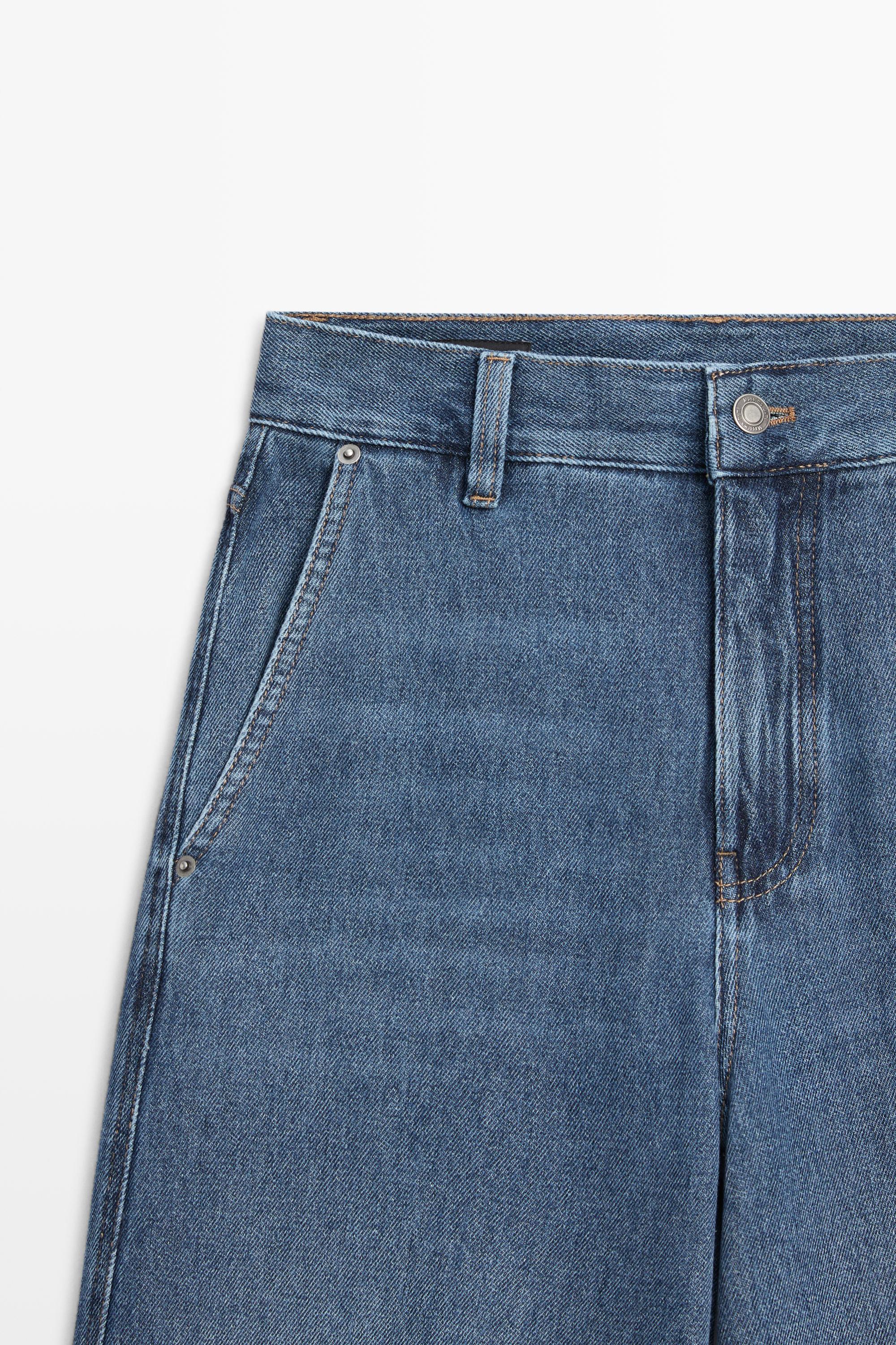 Mid-waist wide-leg jeans — Light Blue