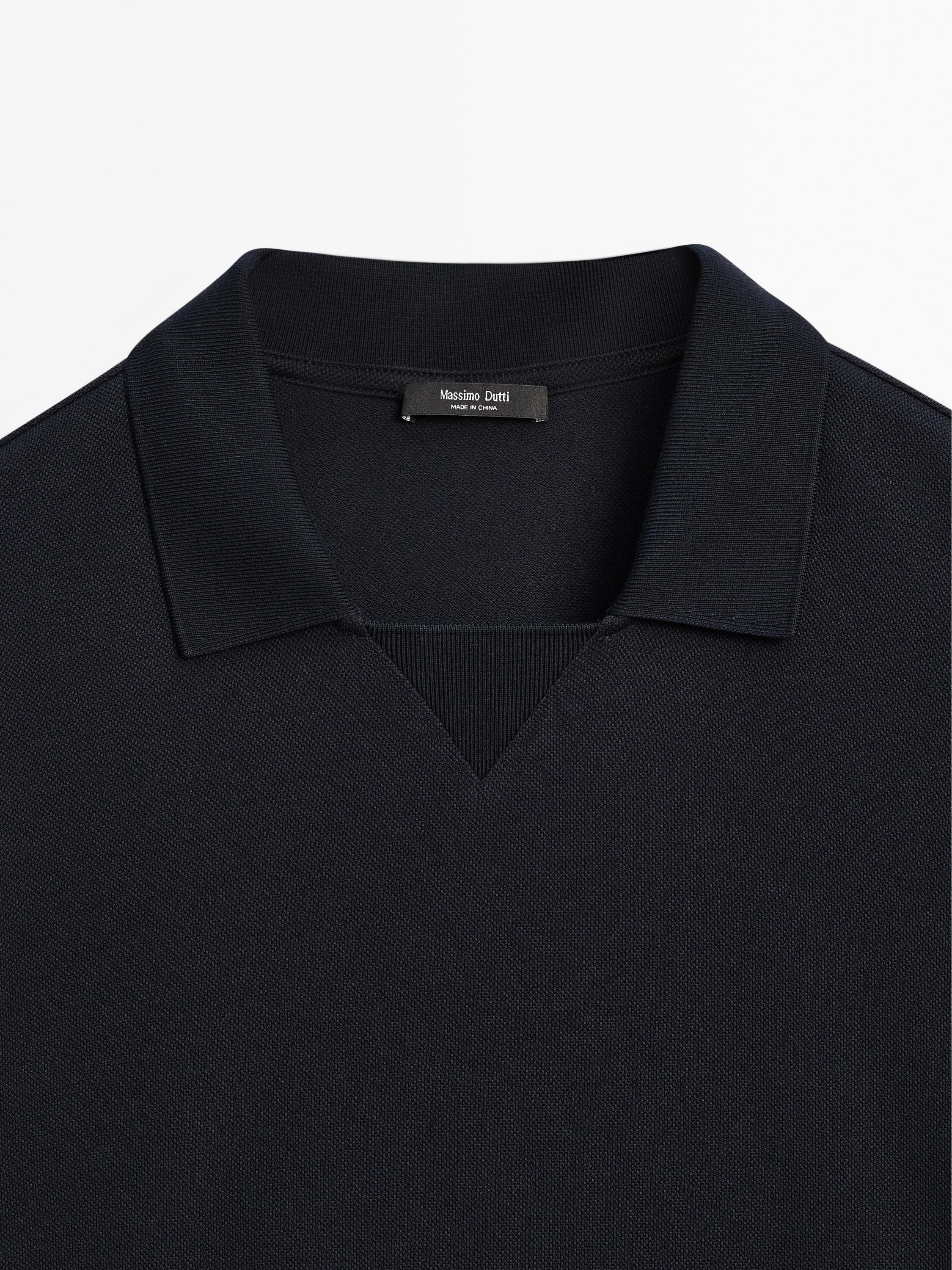 Poloshirt mit kurzen Ärmeln und Mikrostrukturmuster