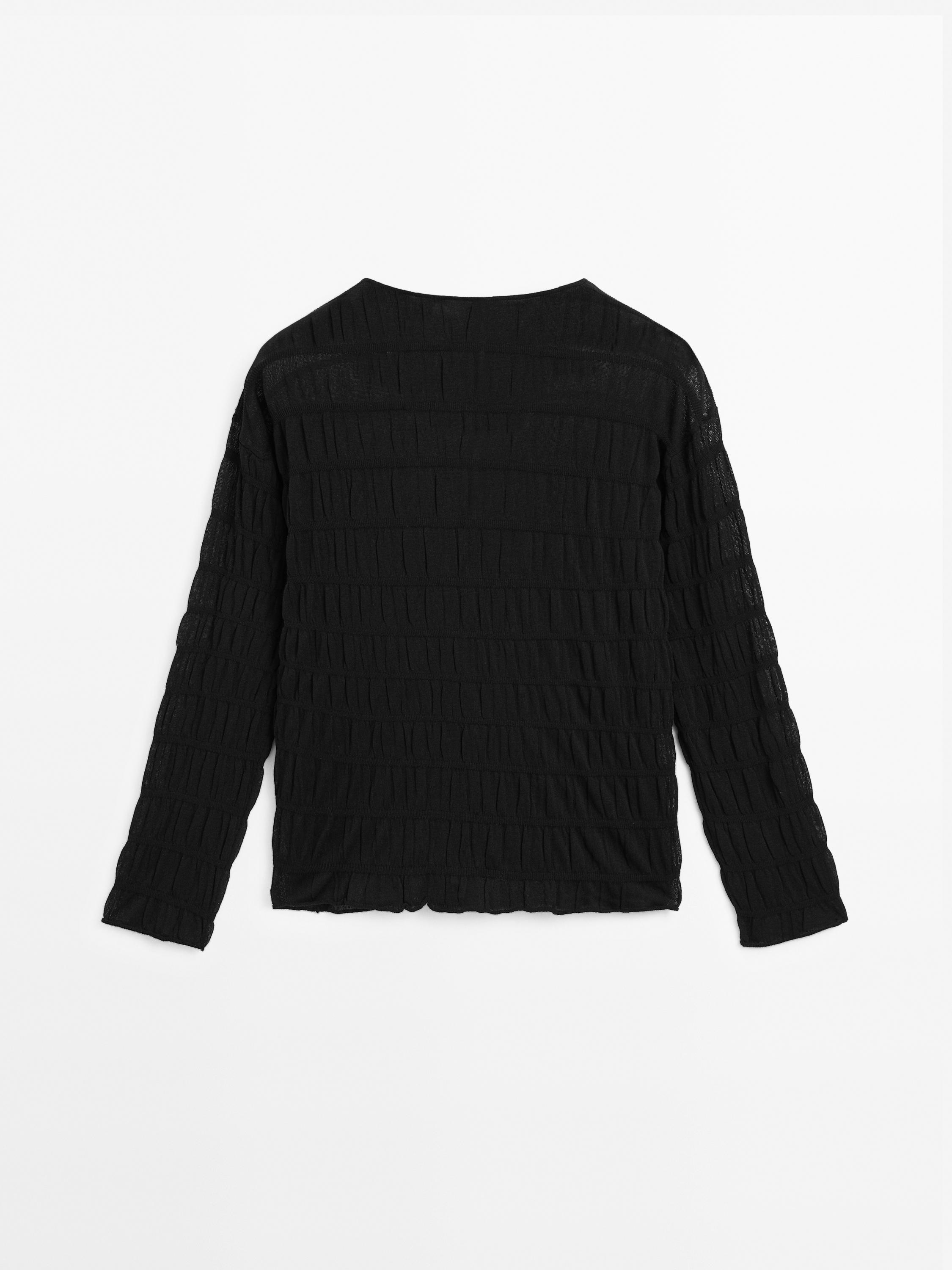 Cardigan with gathered detail · Black · Sweaters And Cardigan with gathered detail · Black · Sweaters And