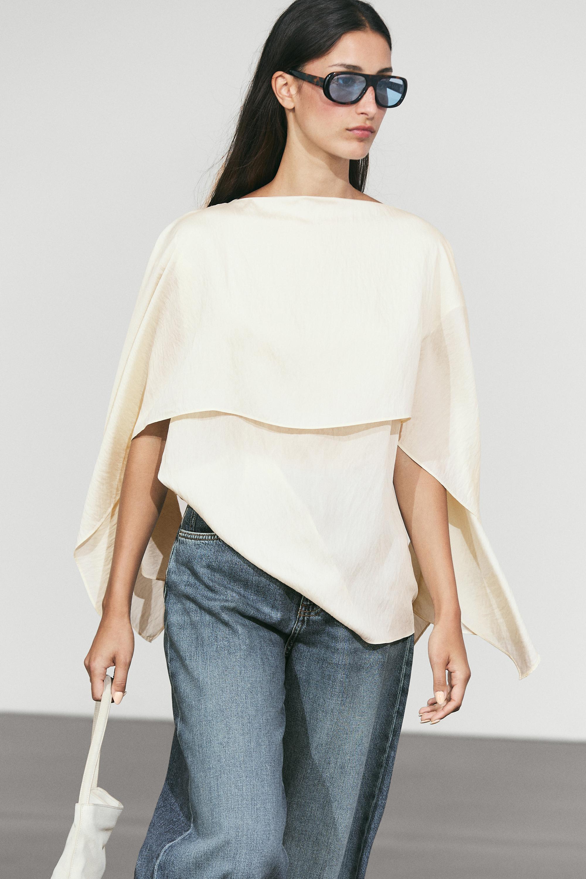 Flowing cape-style blouse