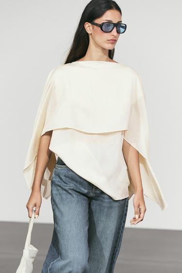Flowing cape-style blouse — Off white 3