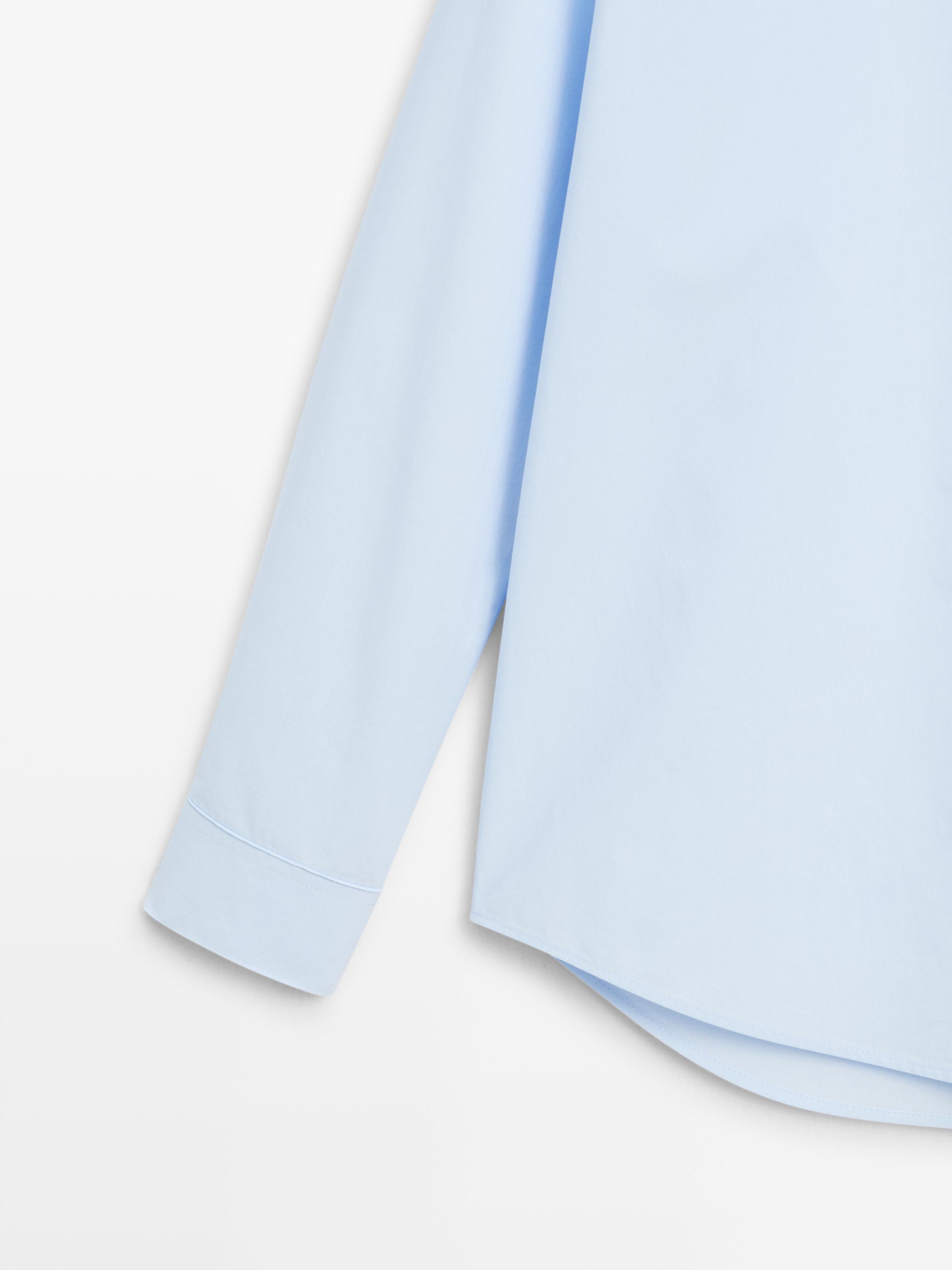 Poplin shirt with hidden buttons — SKY BLUE