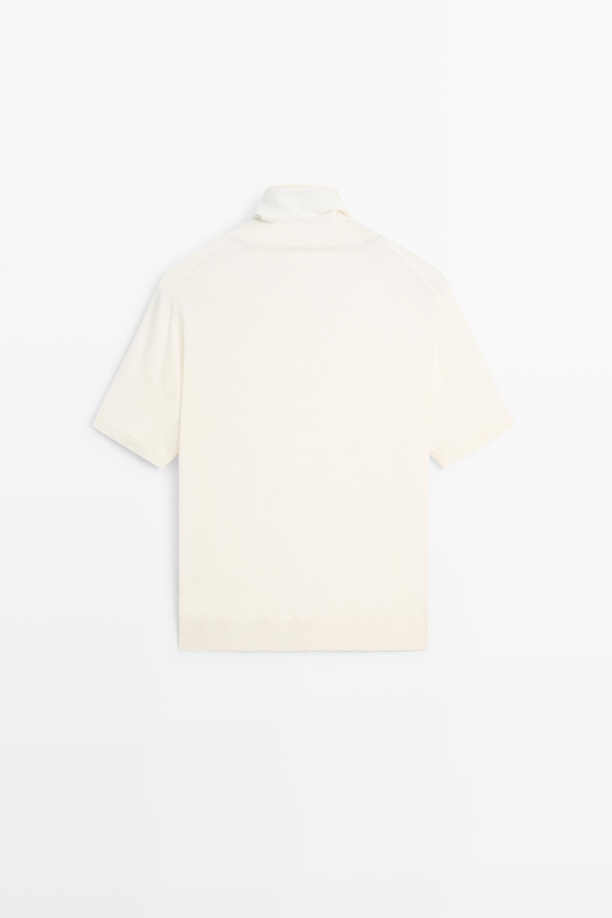 Wool blend turtleneck knit sweater - CREAM