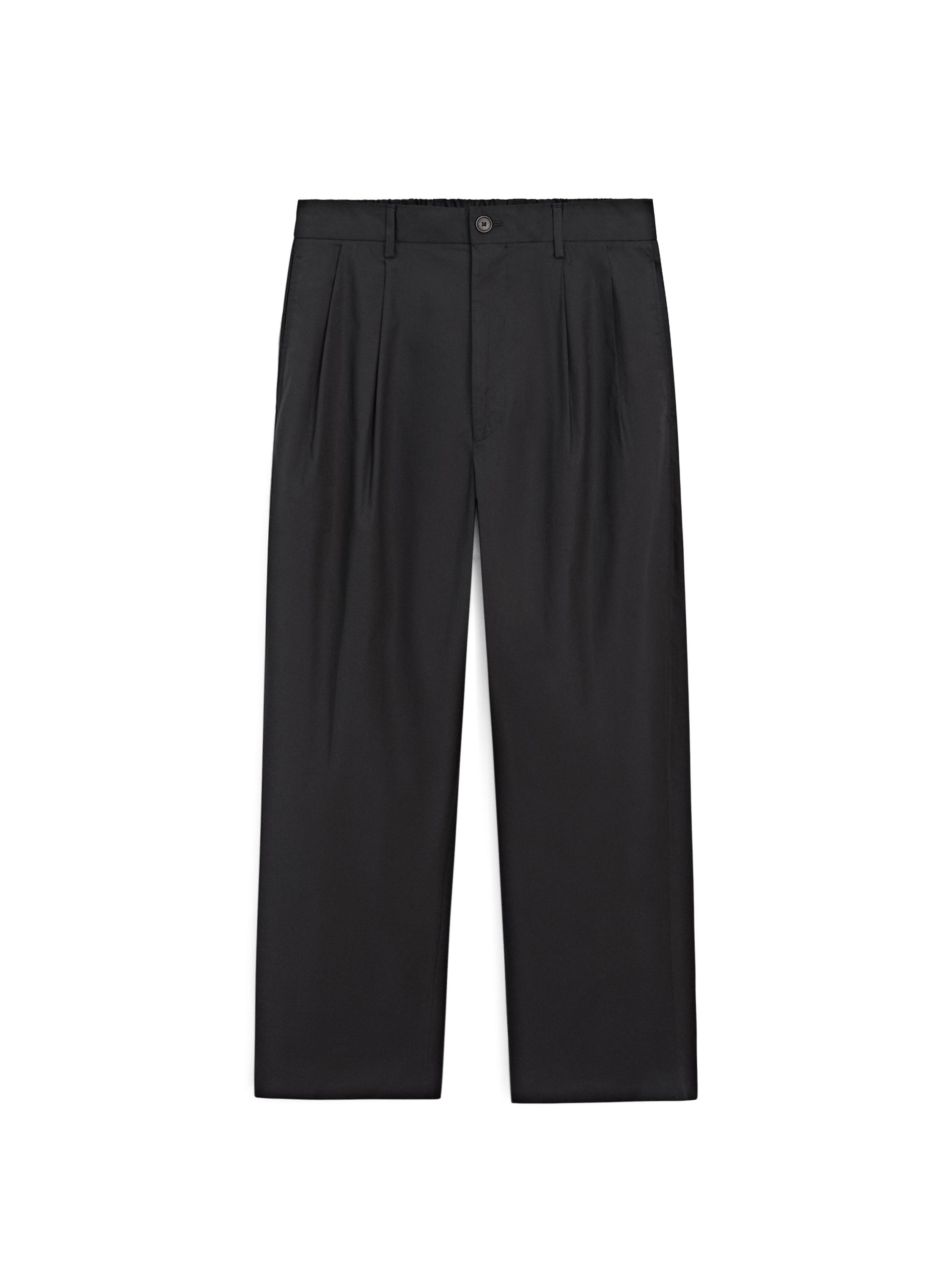 Cotton trousers with double darts — NAVY BLUE