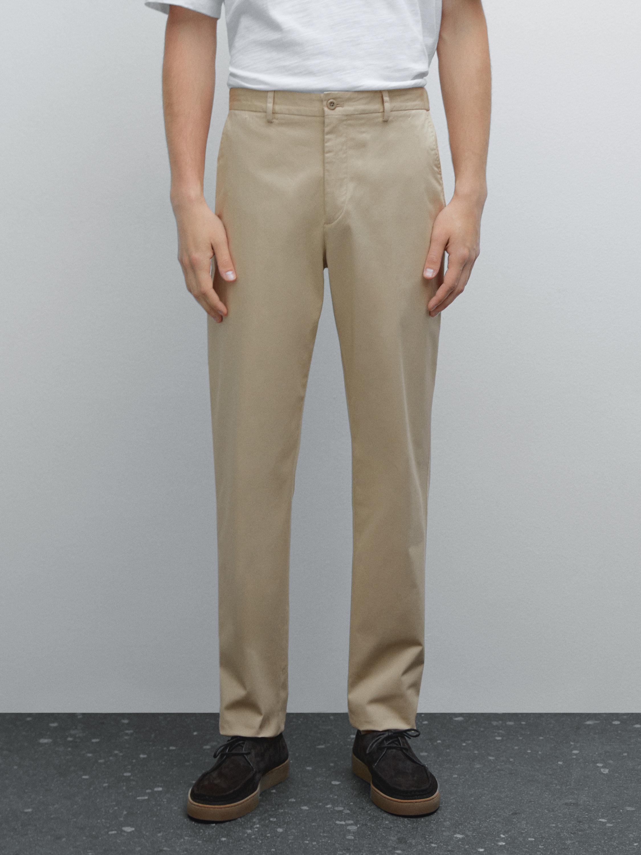Pantalon tapered fit en coton mélangé