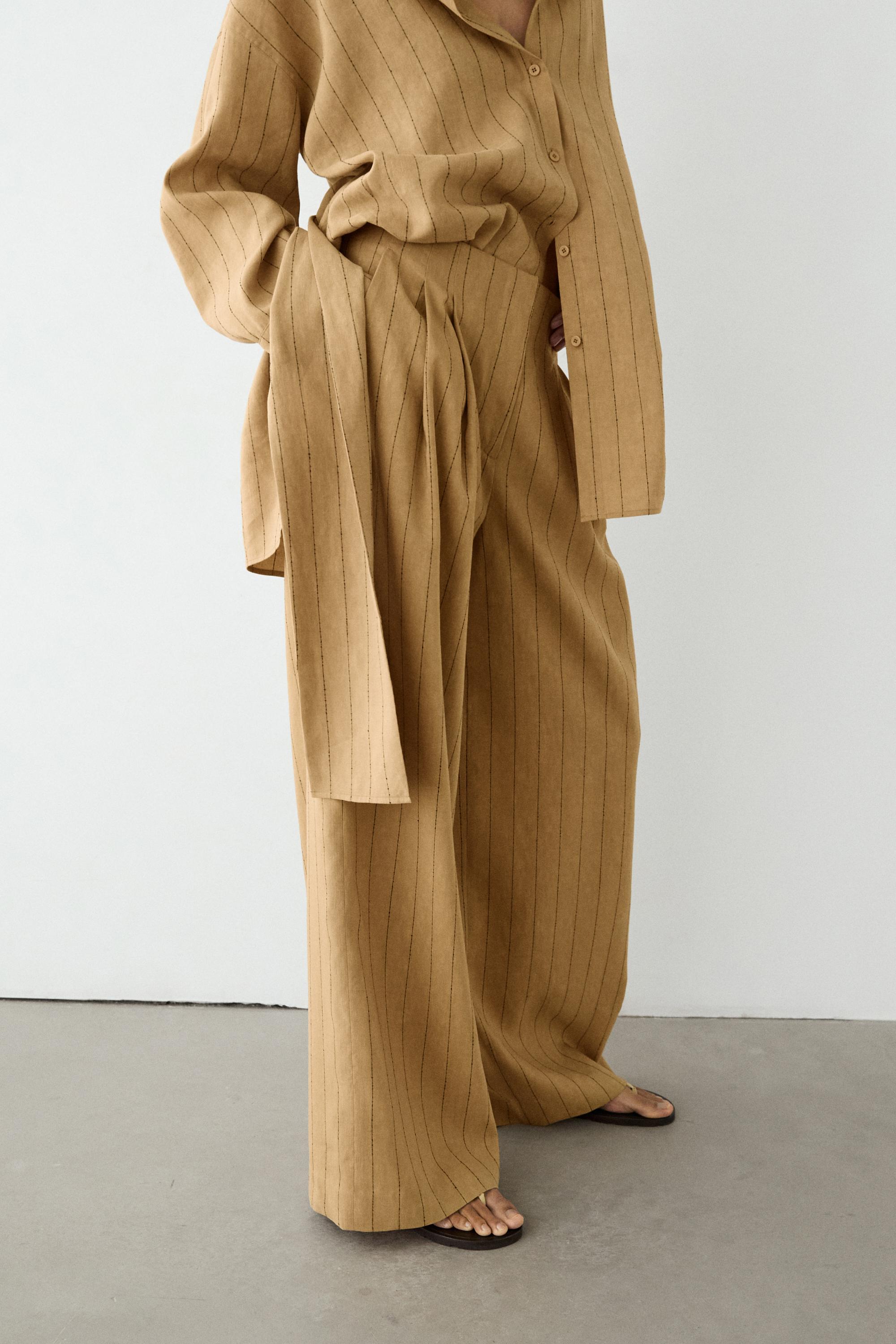 Darted wide-leg trousers — MUSTARD YELLOW