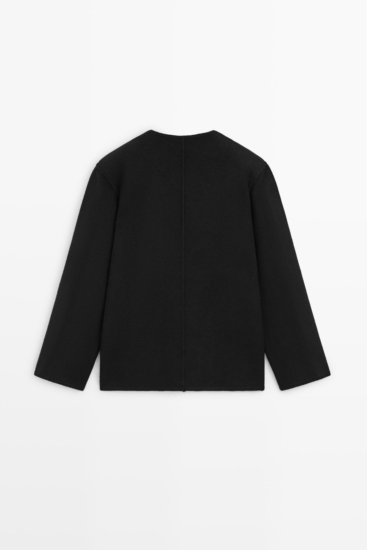 100% Wool Knit Cardigan with Button Details — BLACK