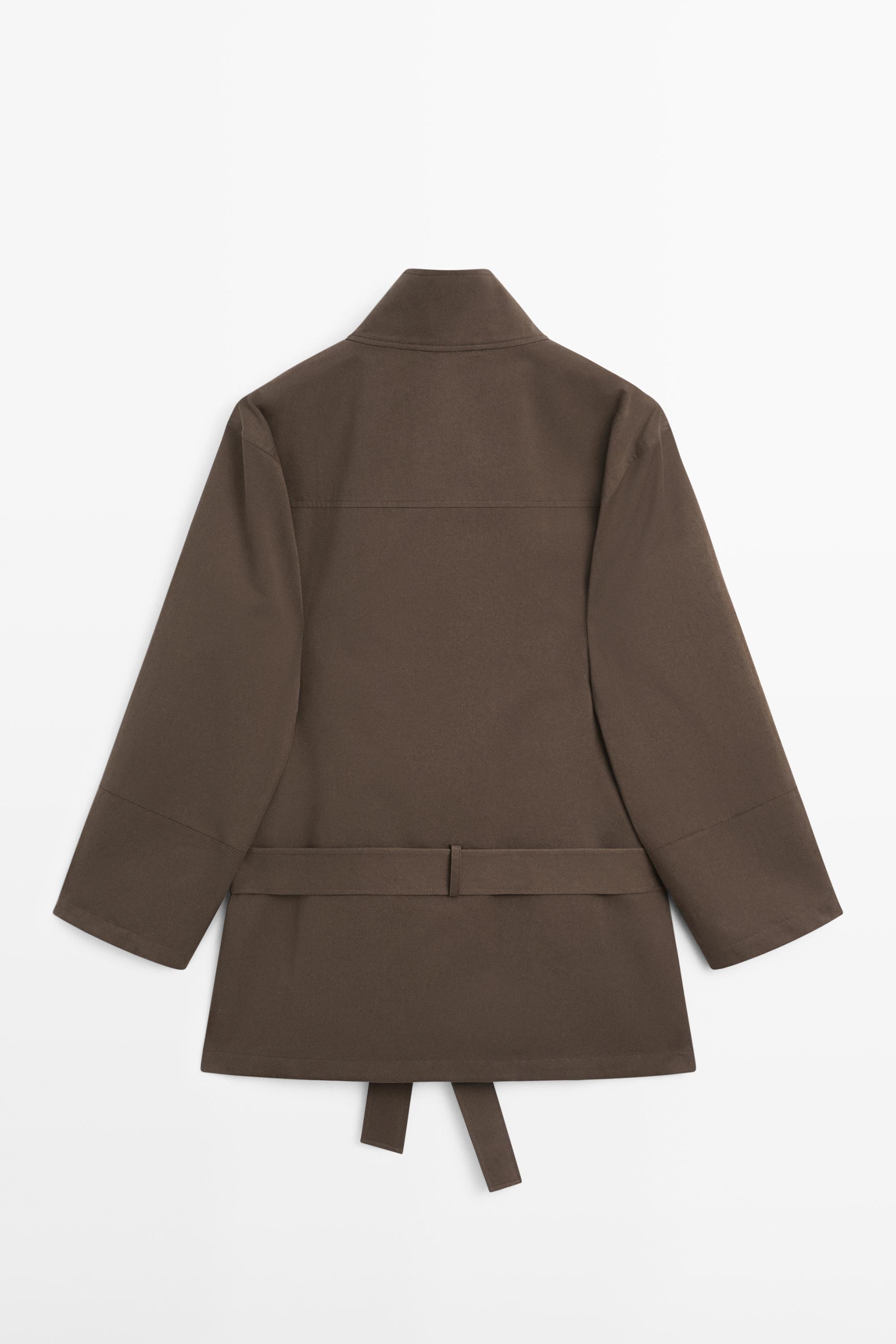 Mid-length trench coat with belt detail — Chocolate