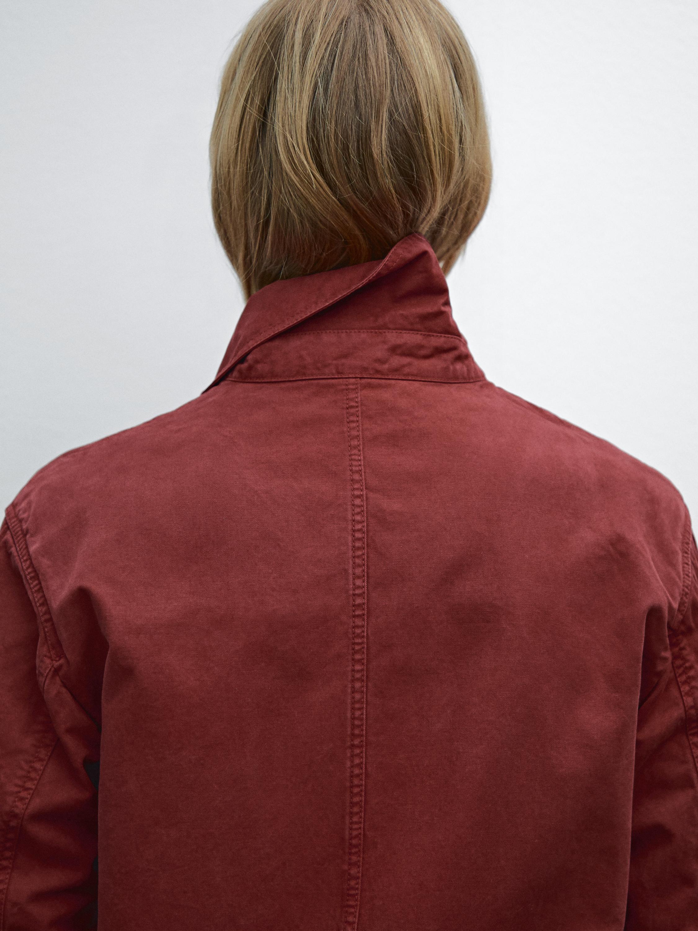 Russet cotton jacket with pocket details