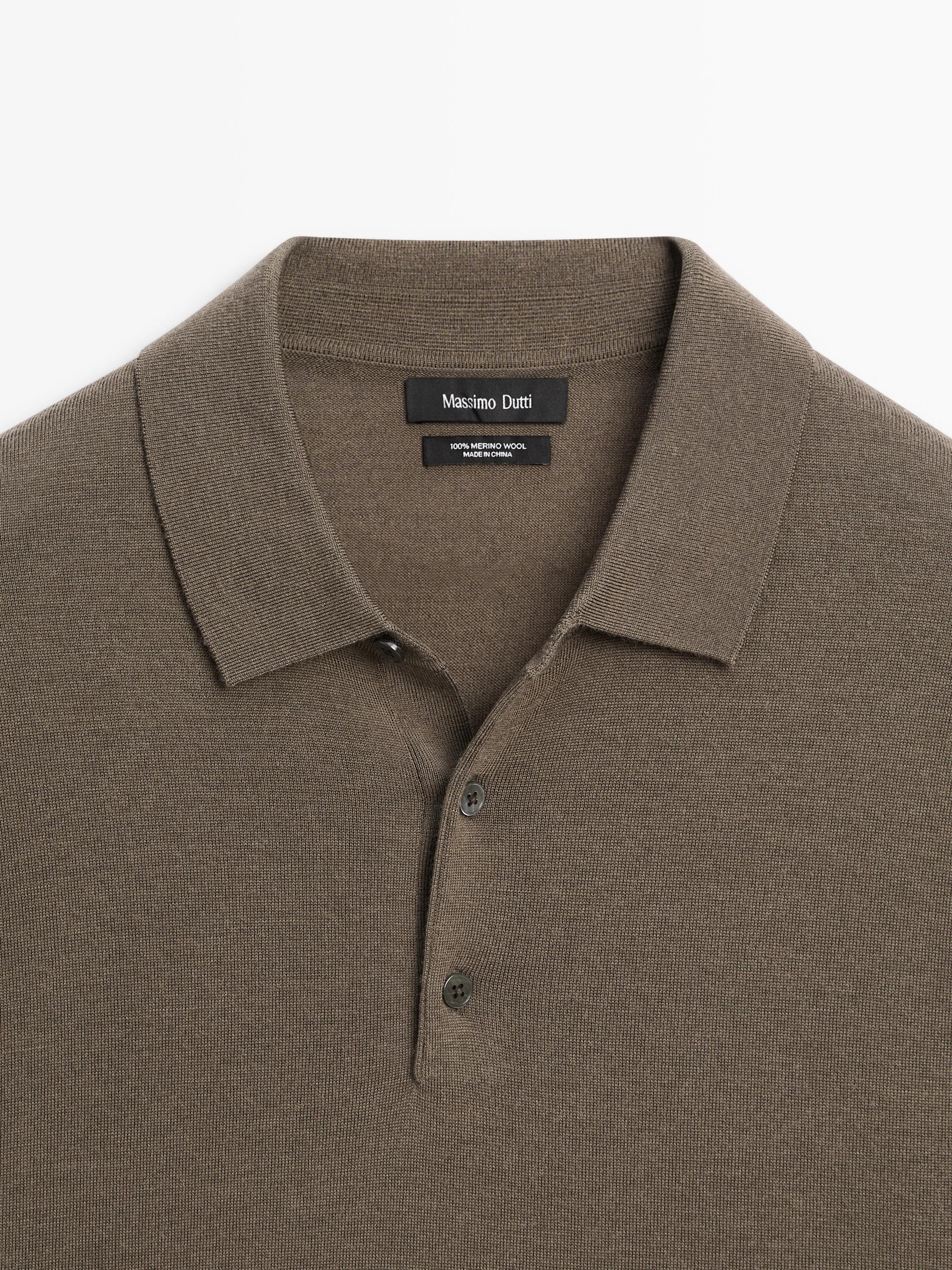 100% merino wool knit polo jumper