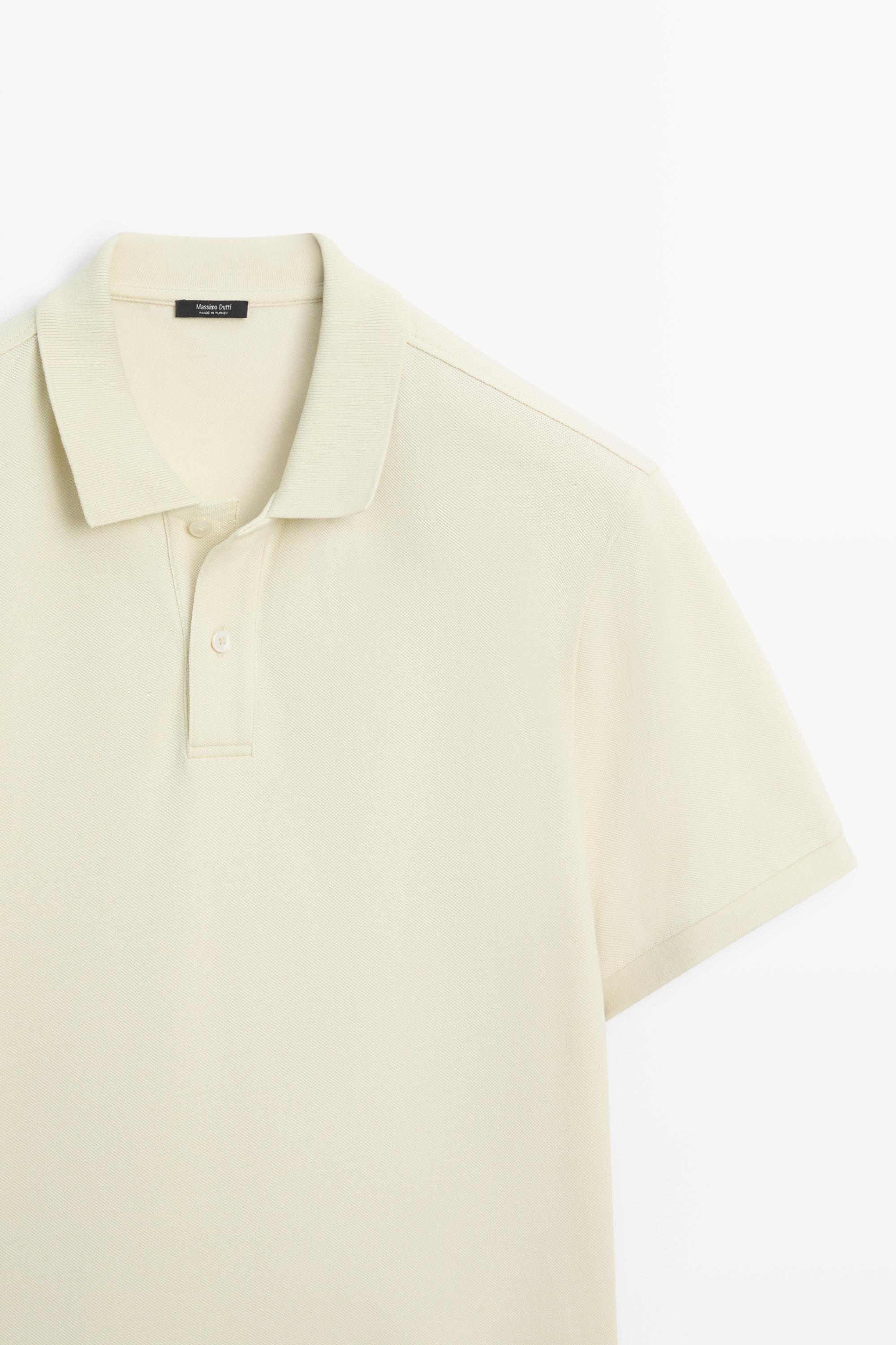 Micro-textured cotton piqué polo shirt — Green