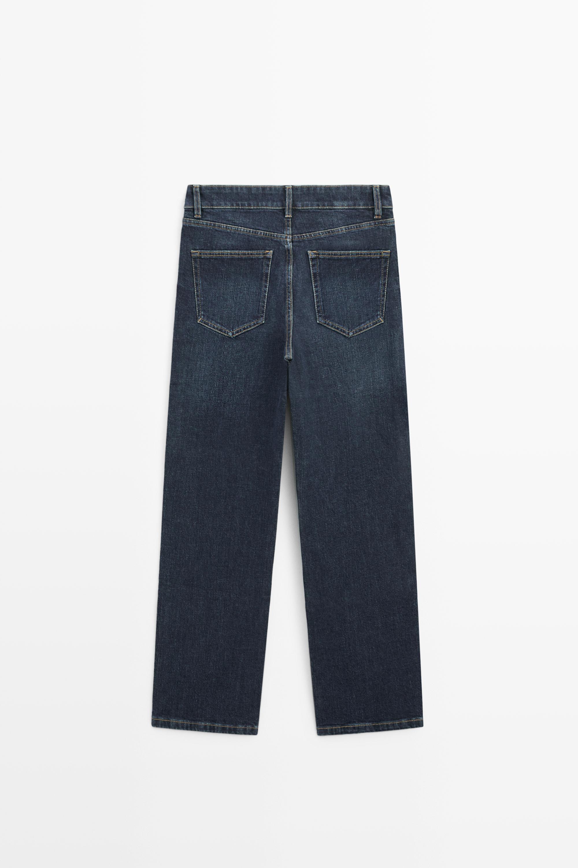 High-waist cropped straight-leg jeans — MEDIUM BLUE