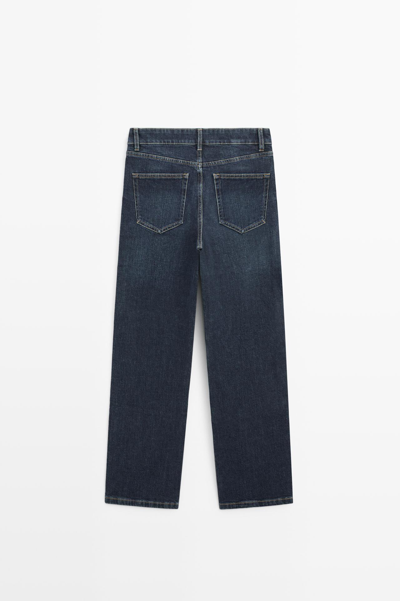 High-waist cropped straight-leg jeans — MEDIUM BLUE