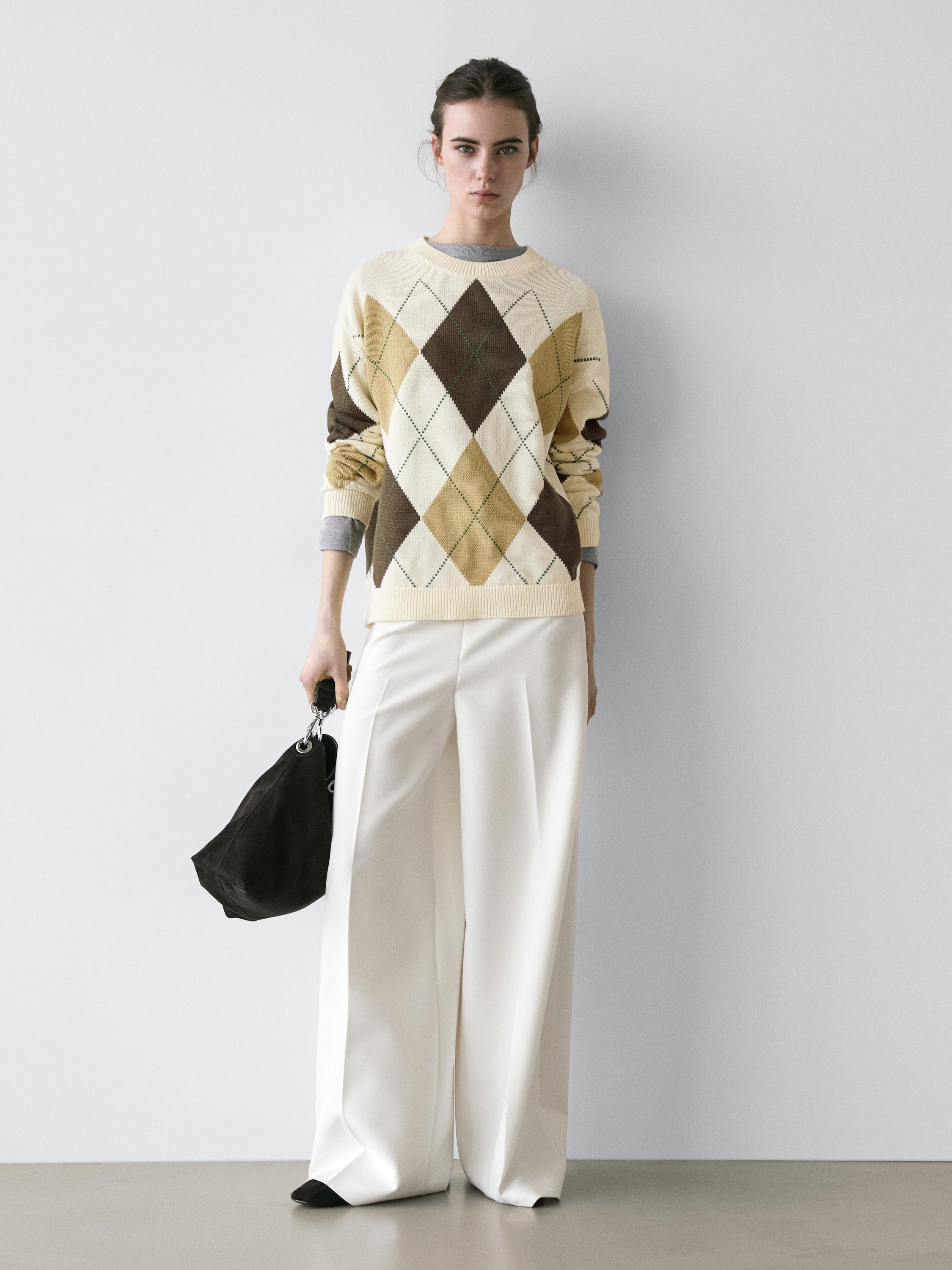 Pull à losanges en maille de coton