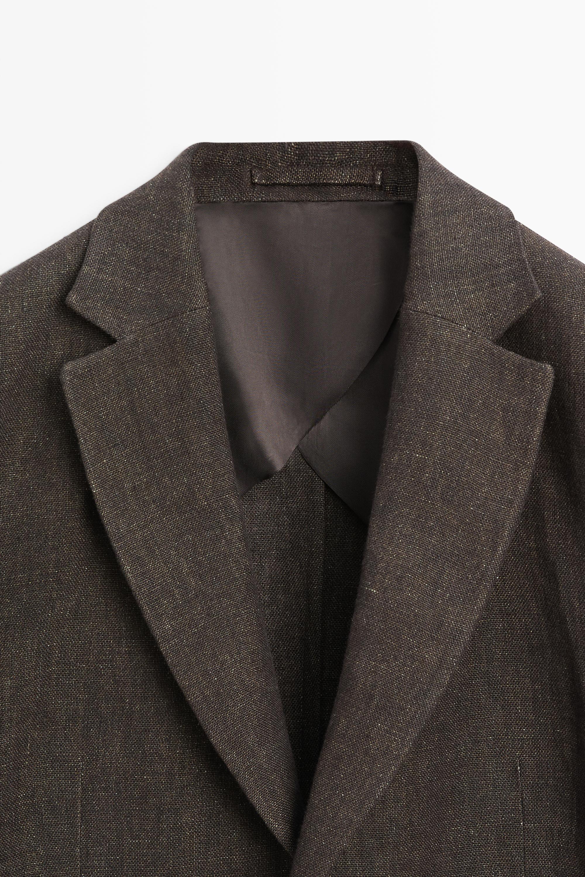 100% linen melange blazer — BROWN