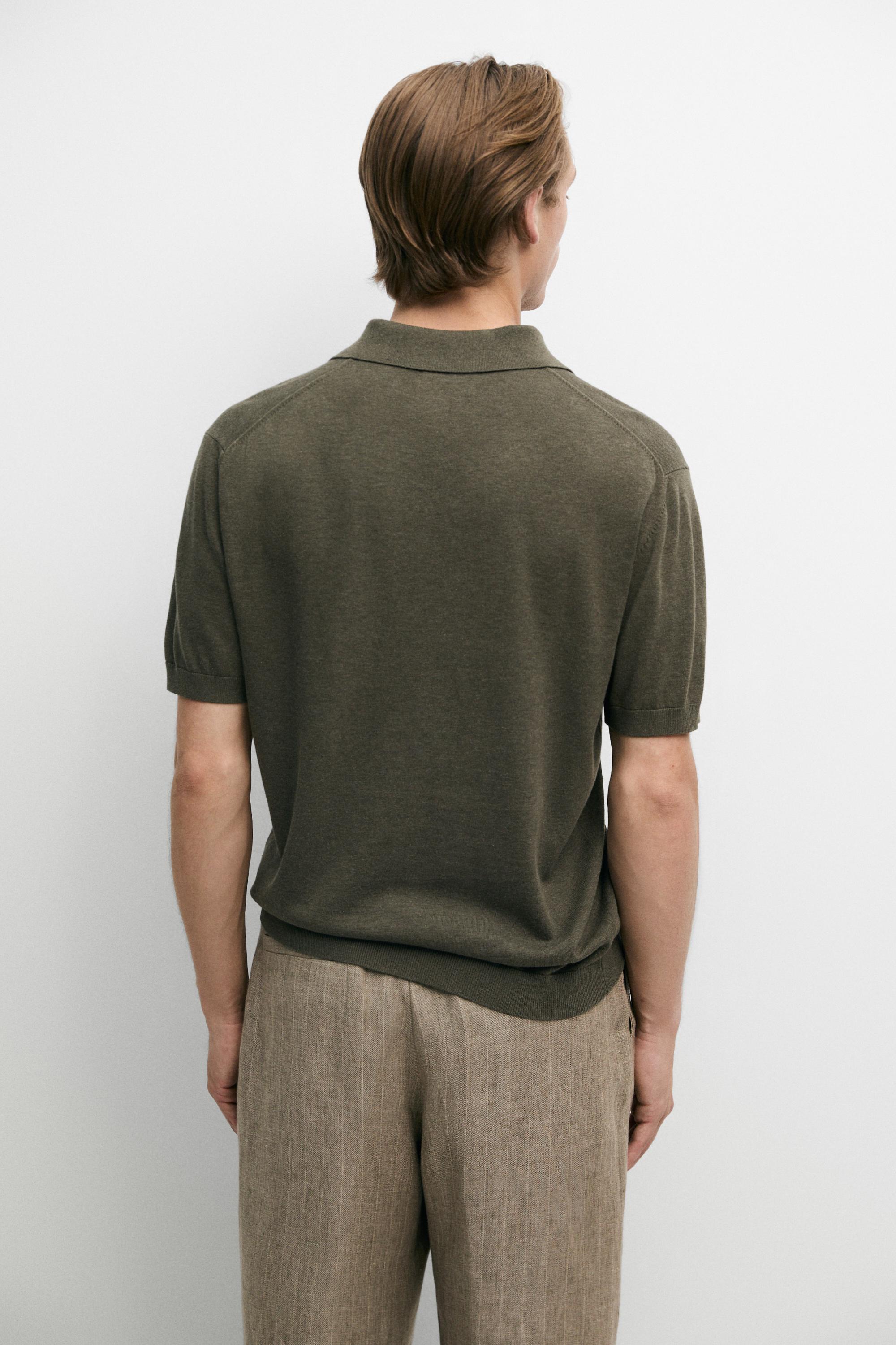 100% cotton knit polo shirt — GREEN MARL