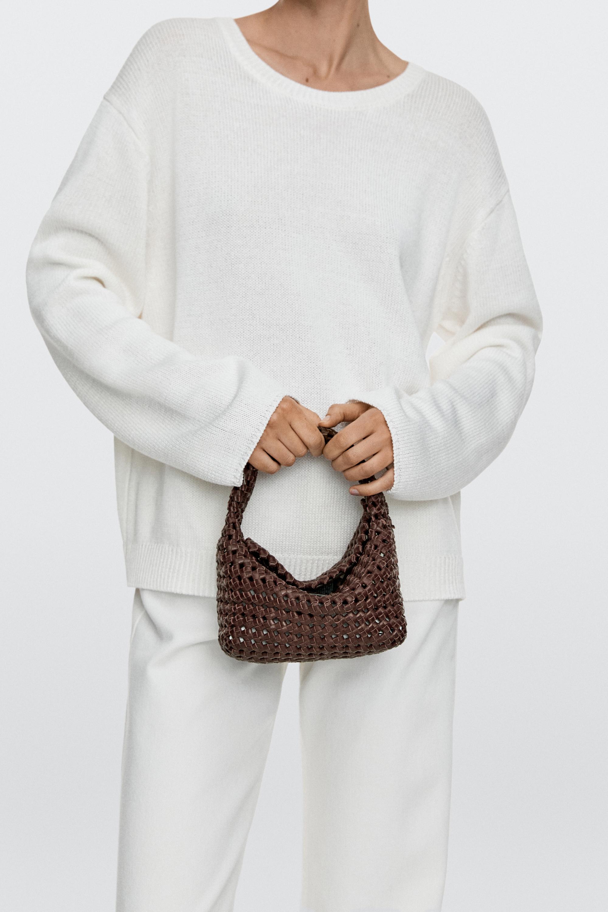 Mini torebka pleciona ze skóry