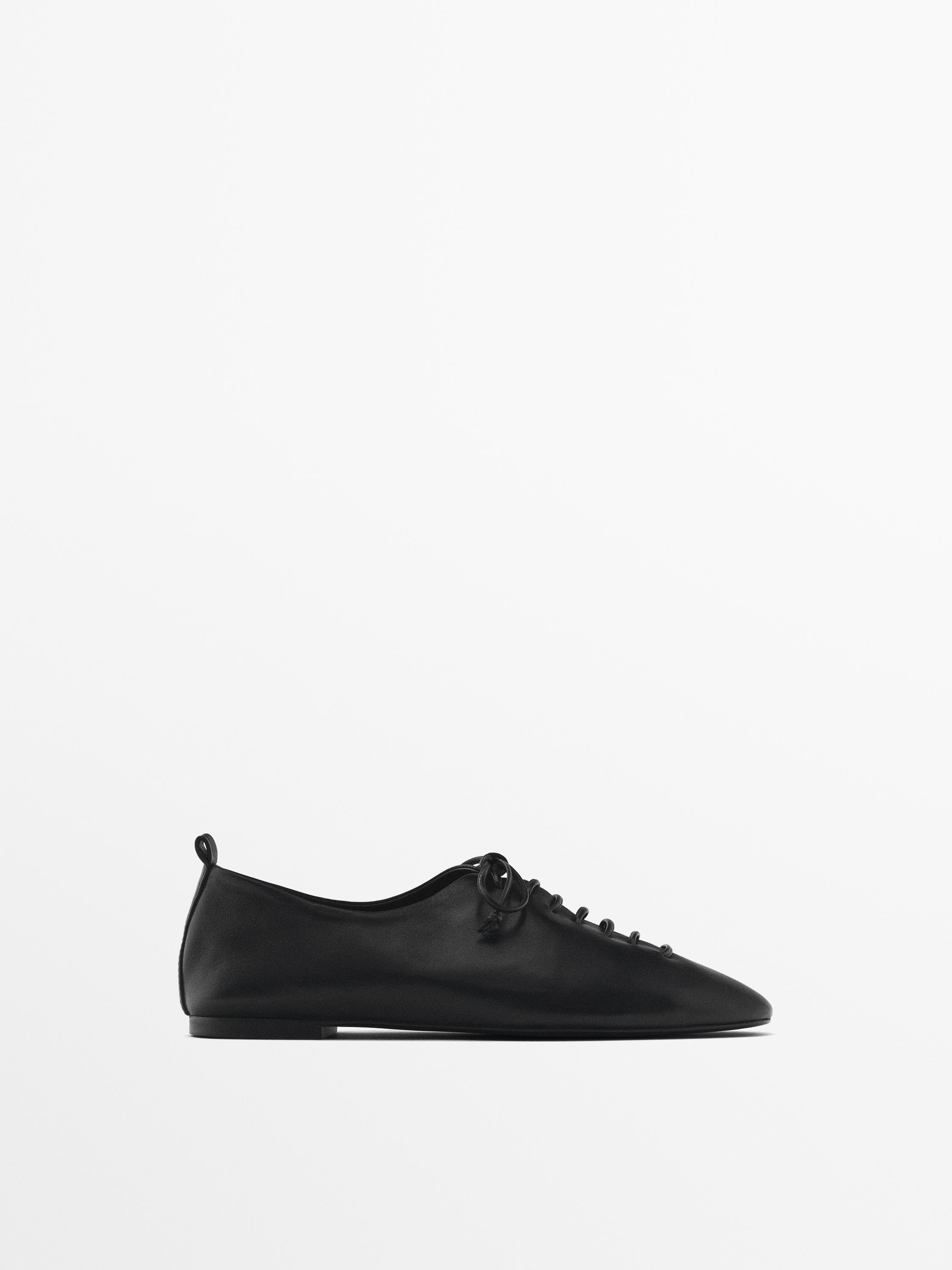 Flat lace up shoes Black Flat Shoes Massimo Dutti